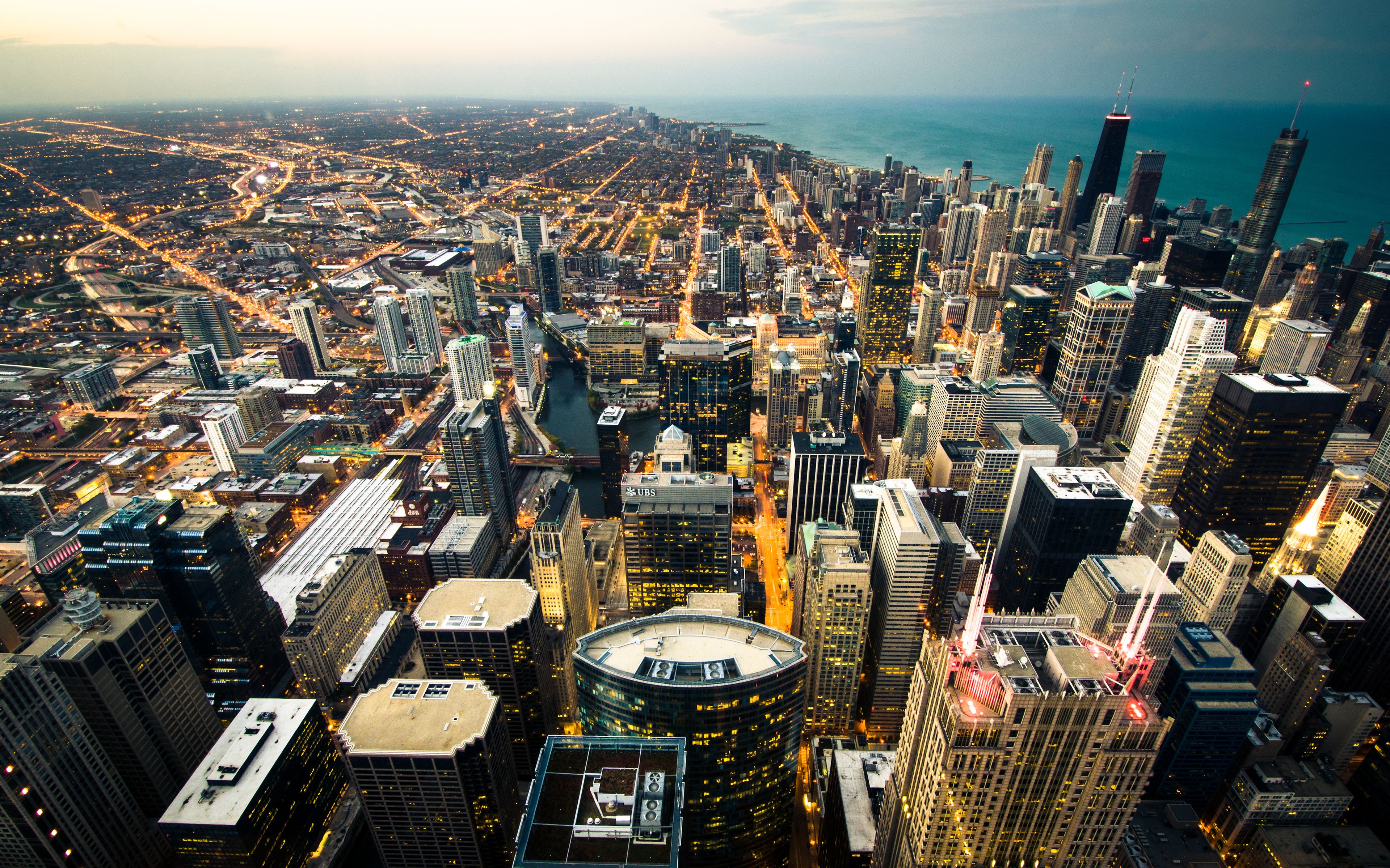 3840x2400 Chicago Wallpaper 4K, Aerial view, Cityscape