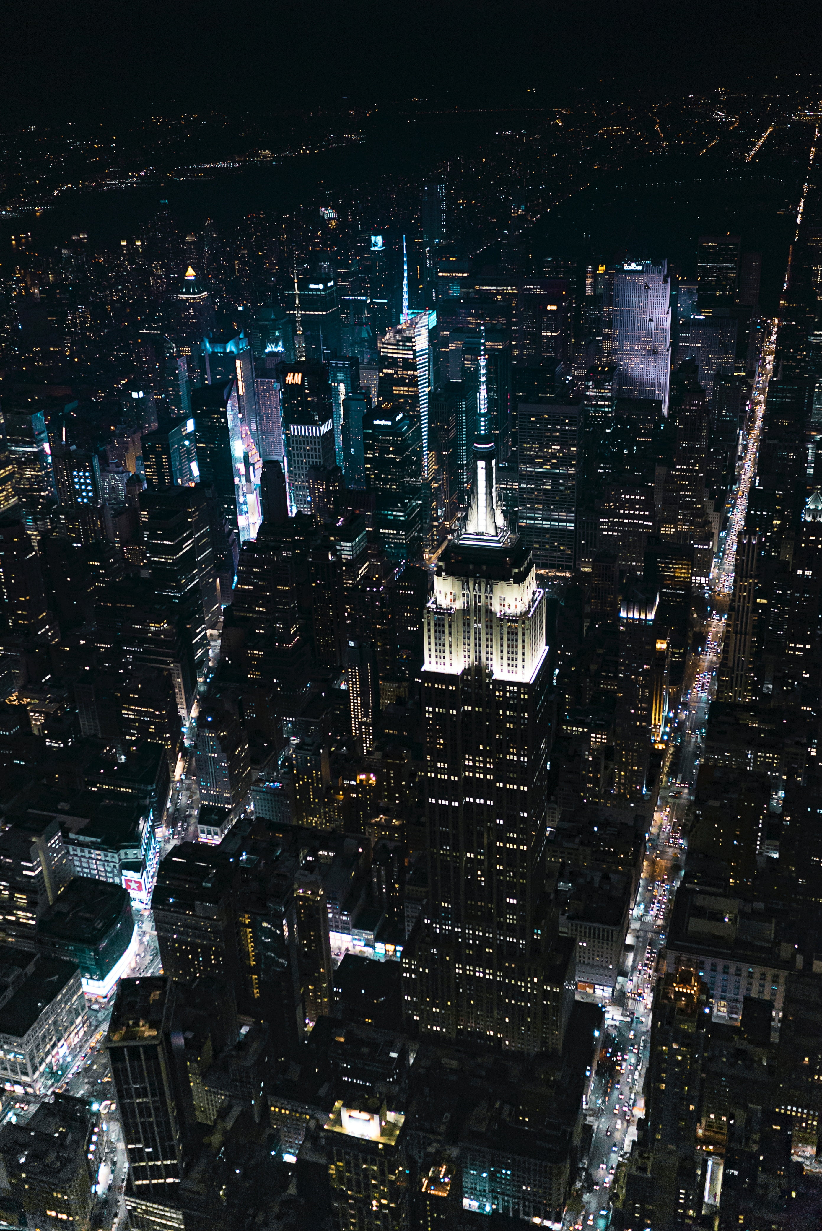 2783x4167 High Rise Building, Night City, Skyscrapers, Top View HD Wallpaper