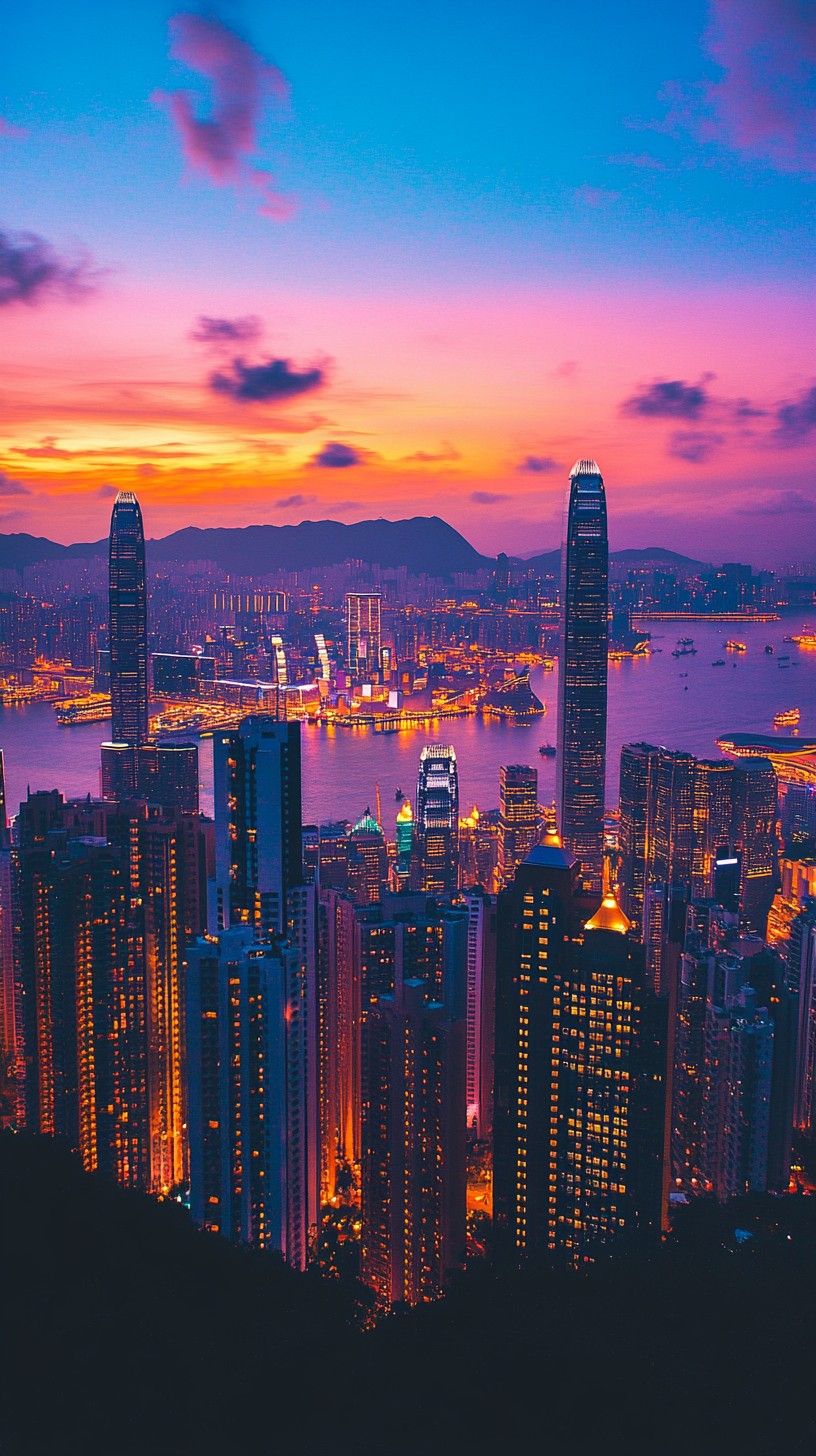 816x1456 Download Sunset Cityscape View Image, Cityscape, Skyscrapers