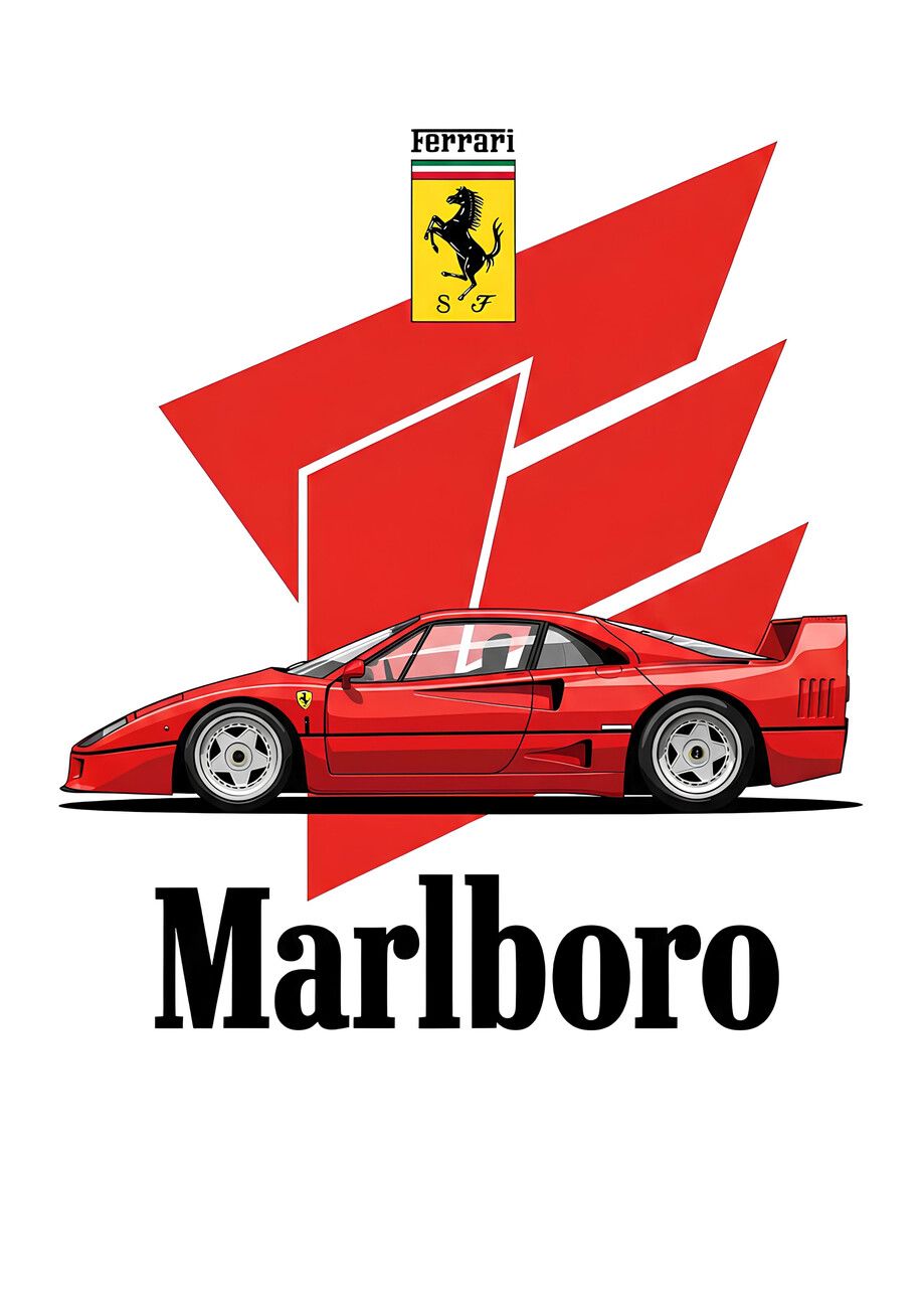 919x1299 Poster Ferrari F40 in the Spirit of Marlboro Racing