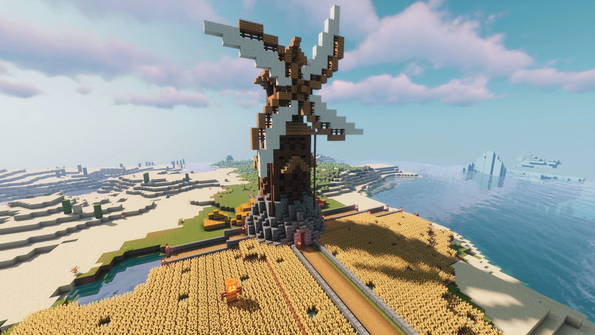 1920x1080 Windmill HD Minecraft Wallpaper