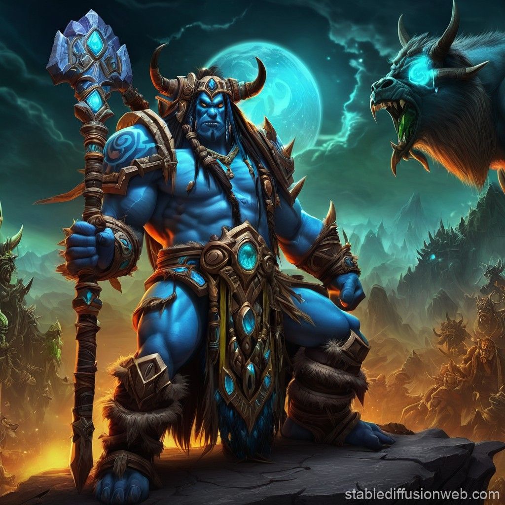 1024x1024 World of Warcraft Shaman Landscape Wallpaper. Stable Diffusion Online