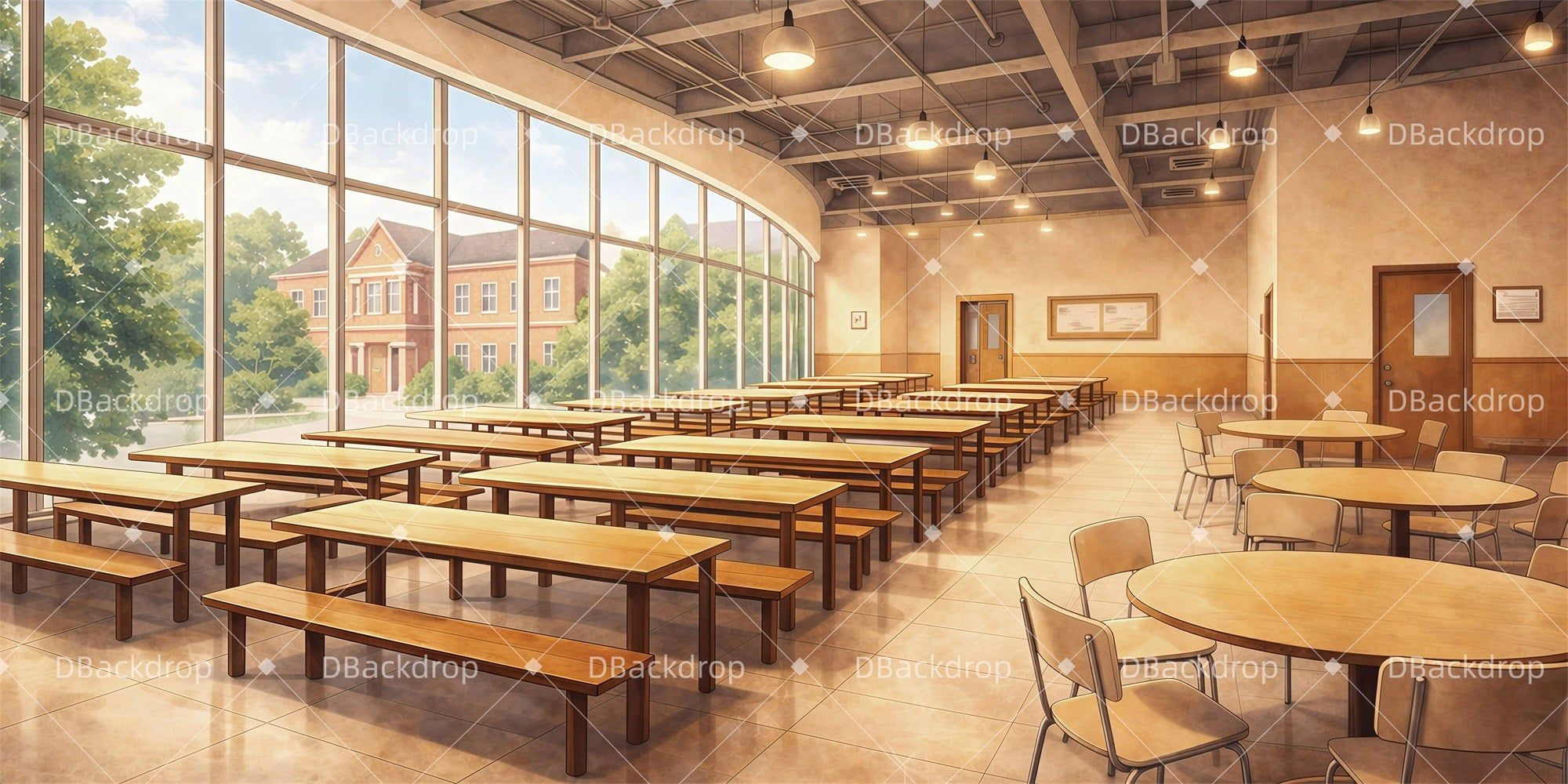 2000x1000 Performance Backdrops Cafeteria Interior School Play Backdrops GQ61 T23