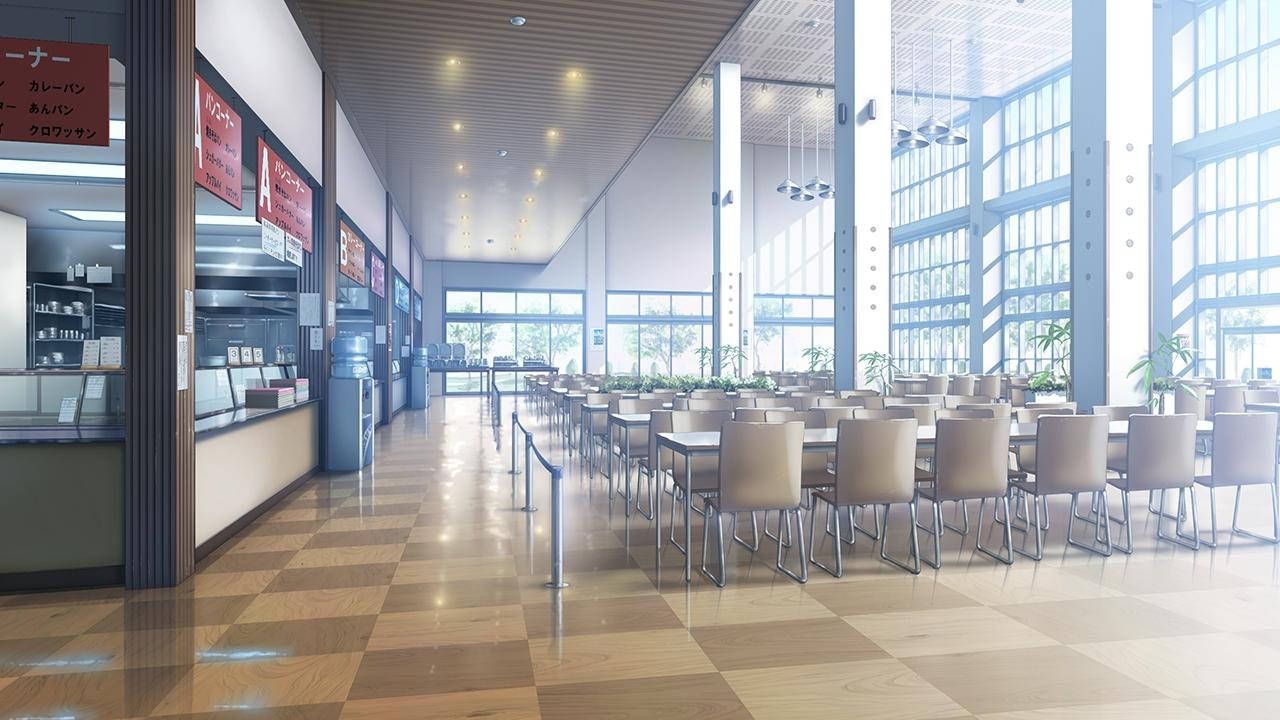 1280x720 Download Anime School Scenery College Cafeteria Wallpaper