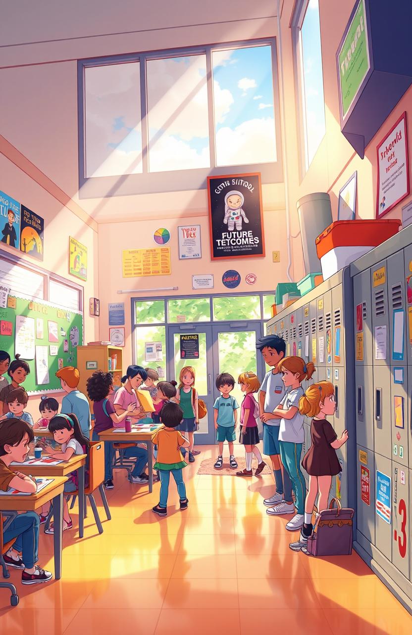 832x1280 Vibrant School Cafeteria: A Burst of Energy!