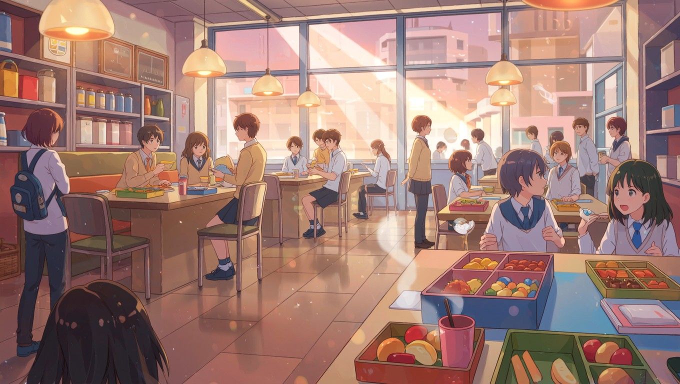 1360x768 Download School Lunch Time Image, Manga, Cafeteria
