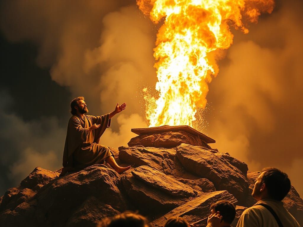 1024x768 Elijah Calls Down Fire from Heaven in a Blazing In