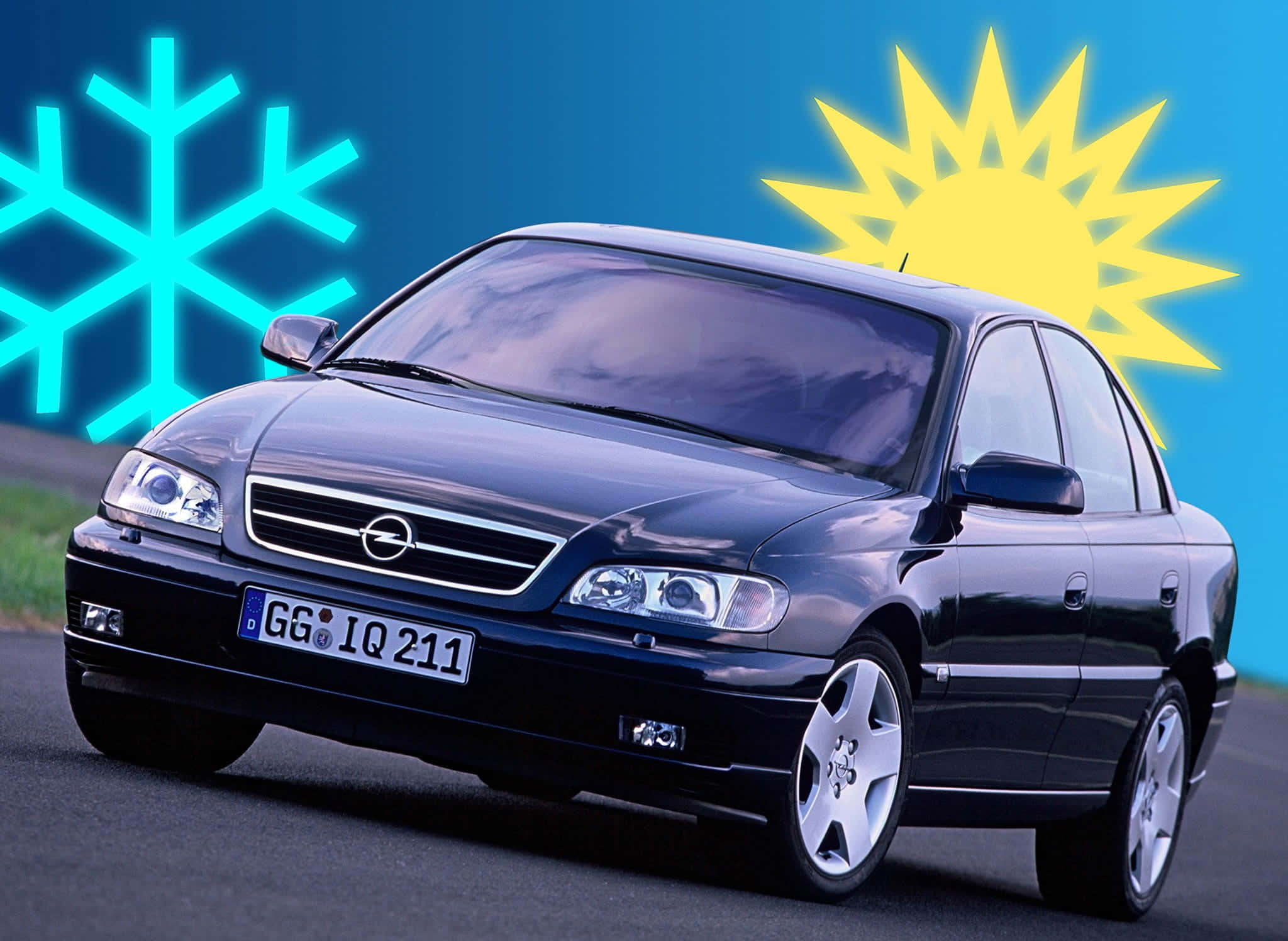 2048x1496 Download Caption: Opel Omega Ultimate Driving Machine in Nature Wallpaper