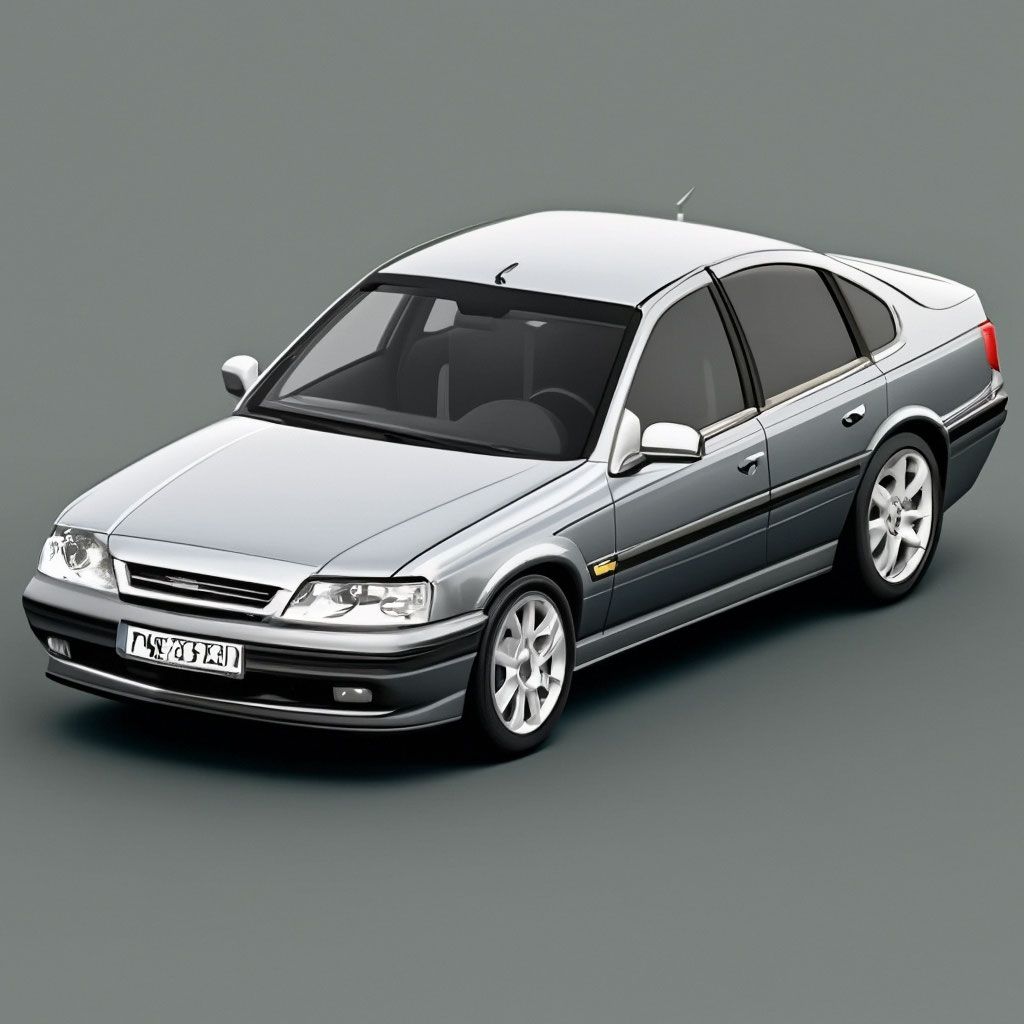 1024x1024 Opel Omega, metallic grey, pixel art, pixel graphics, monochrome