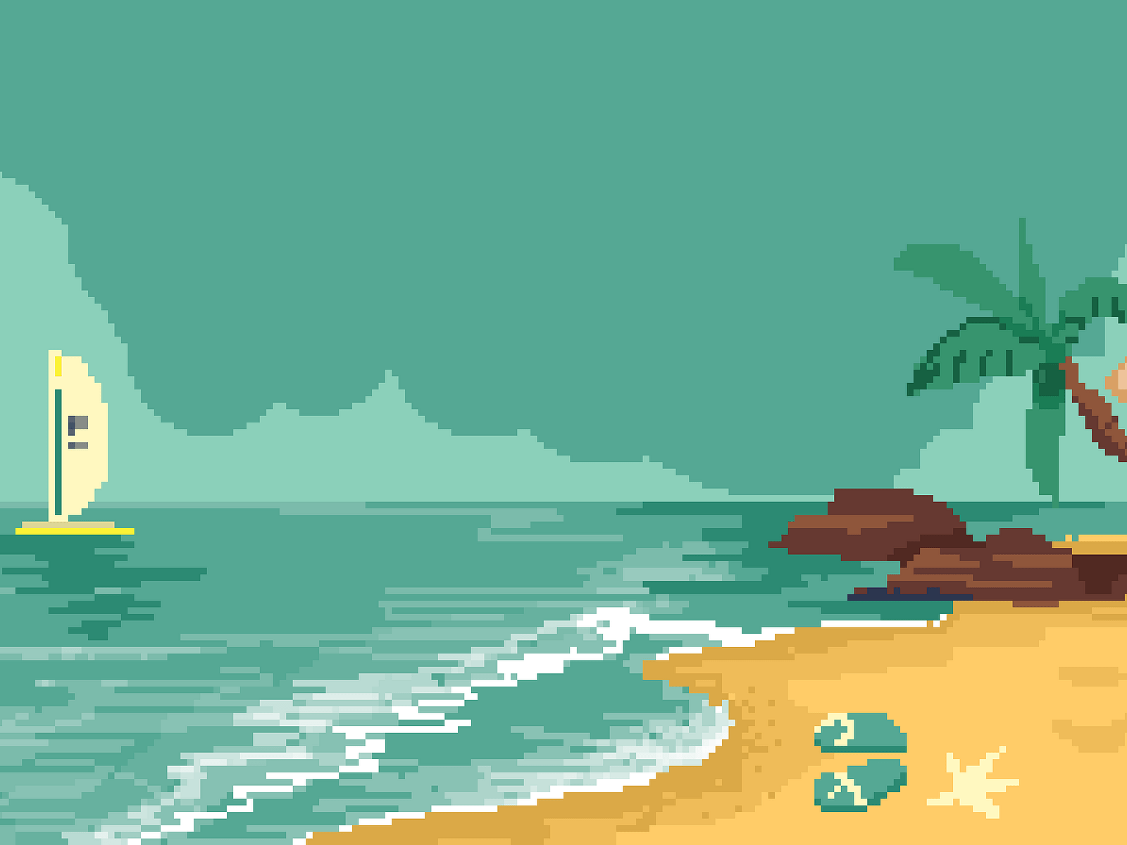 1600x1200 Beach pixel art by Tony Emmanuel on Dribbble