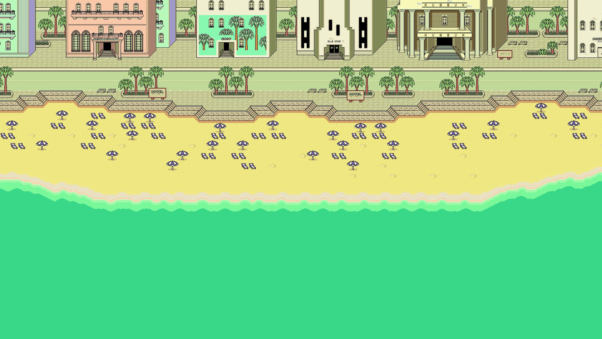 1920x1080 pixel art, Pixels, Beach, Artwork Wallpaper HD / Desktop and Mobile Background