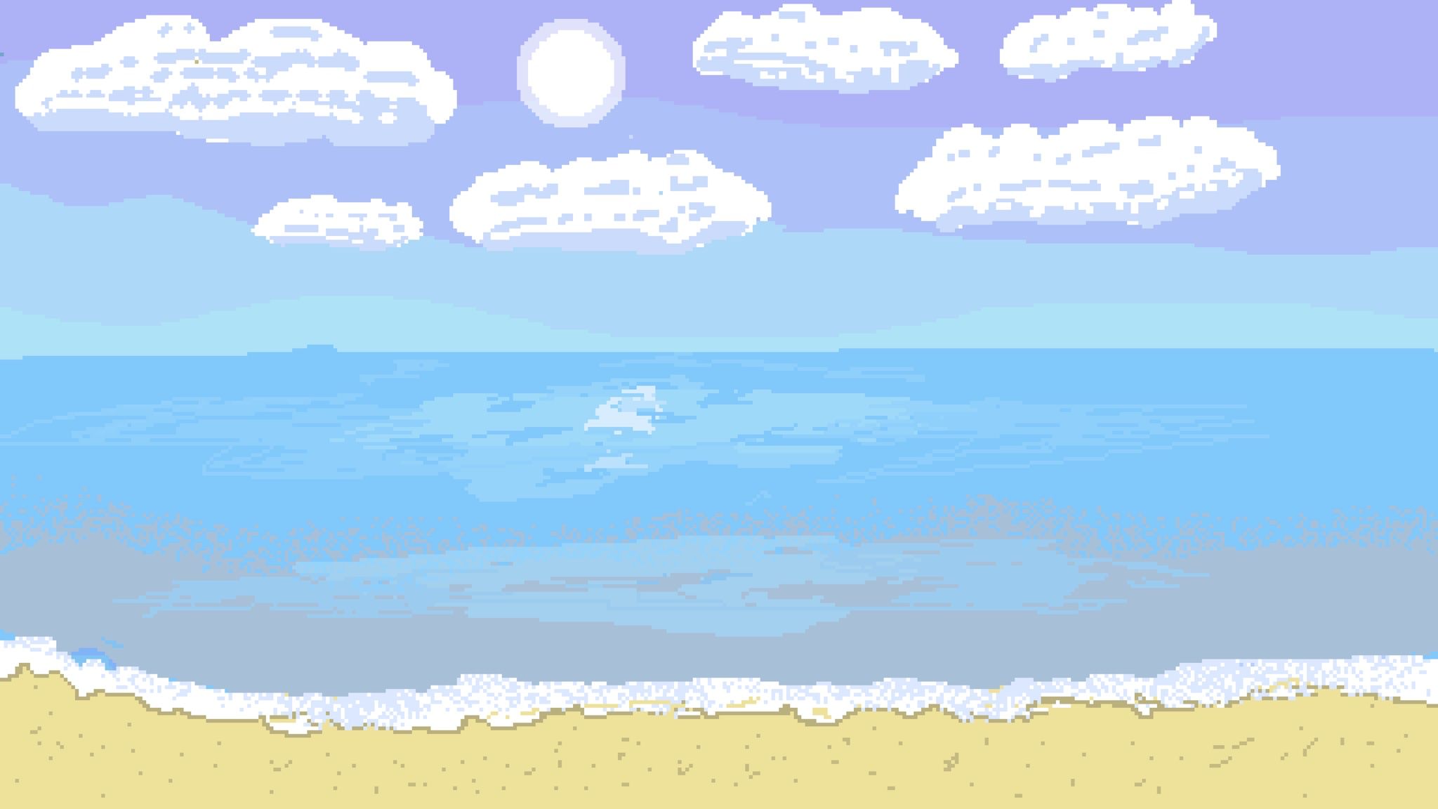 2048x1152 0r9l on X: It done Pixel art of Beach #pixelart / X