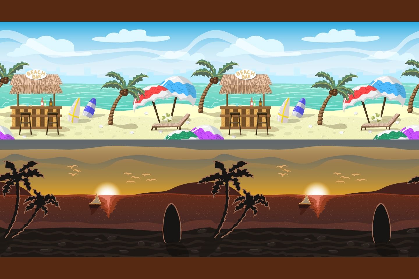 1440x960 Free Beach 2D Game Background