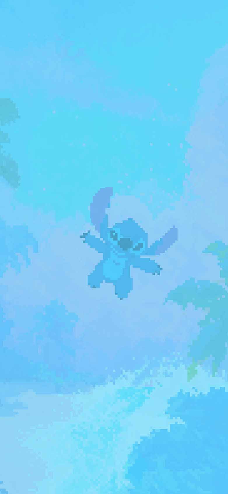 782x1692 Stitch Pixel Art Tropical Beach Wallpaper HD Wallpaper