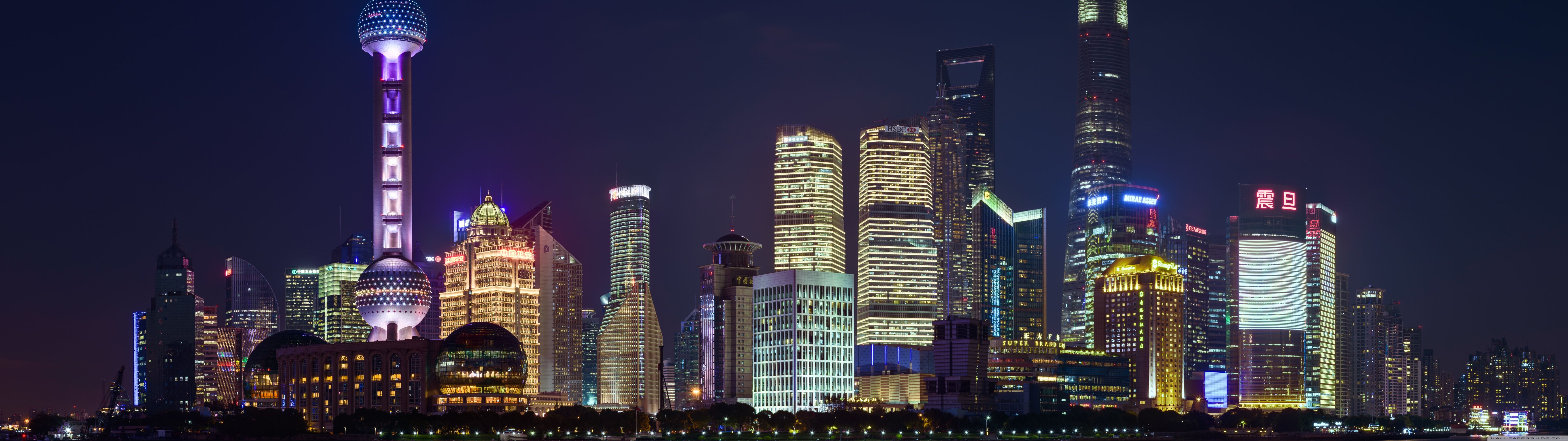 7680x2160 Pudong, Shanghai, China 4K UHD Wallpaper for UltraHD Desktop and TV : Widescreen and UltraWide Display : Dual Monitor : Smartphone and Tablet Devices