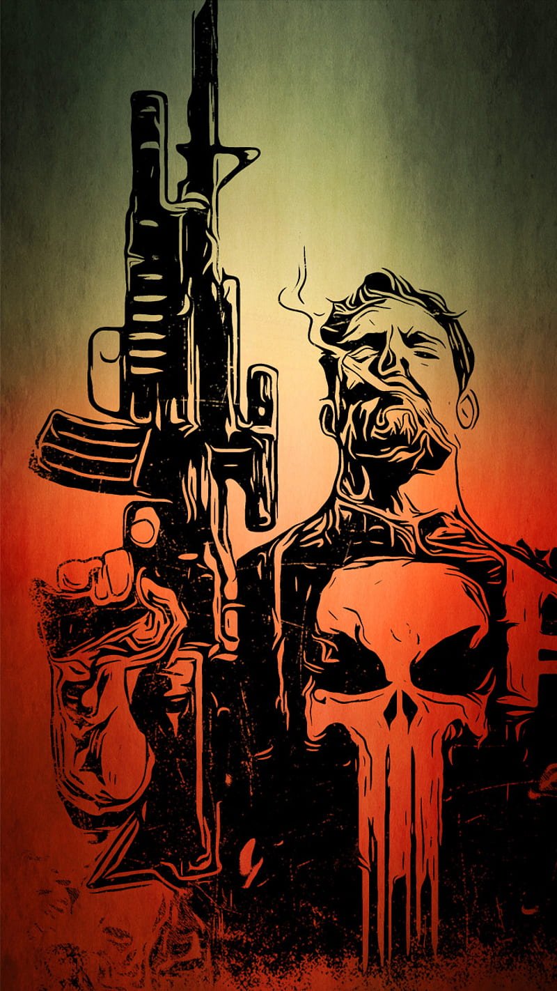 800x1422 Punisher, comic, marvel, draw, HD phone wallpaper
