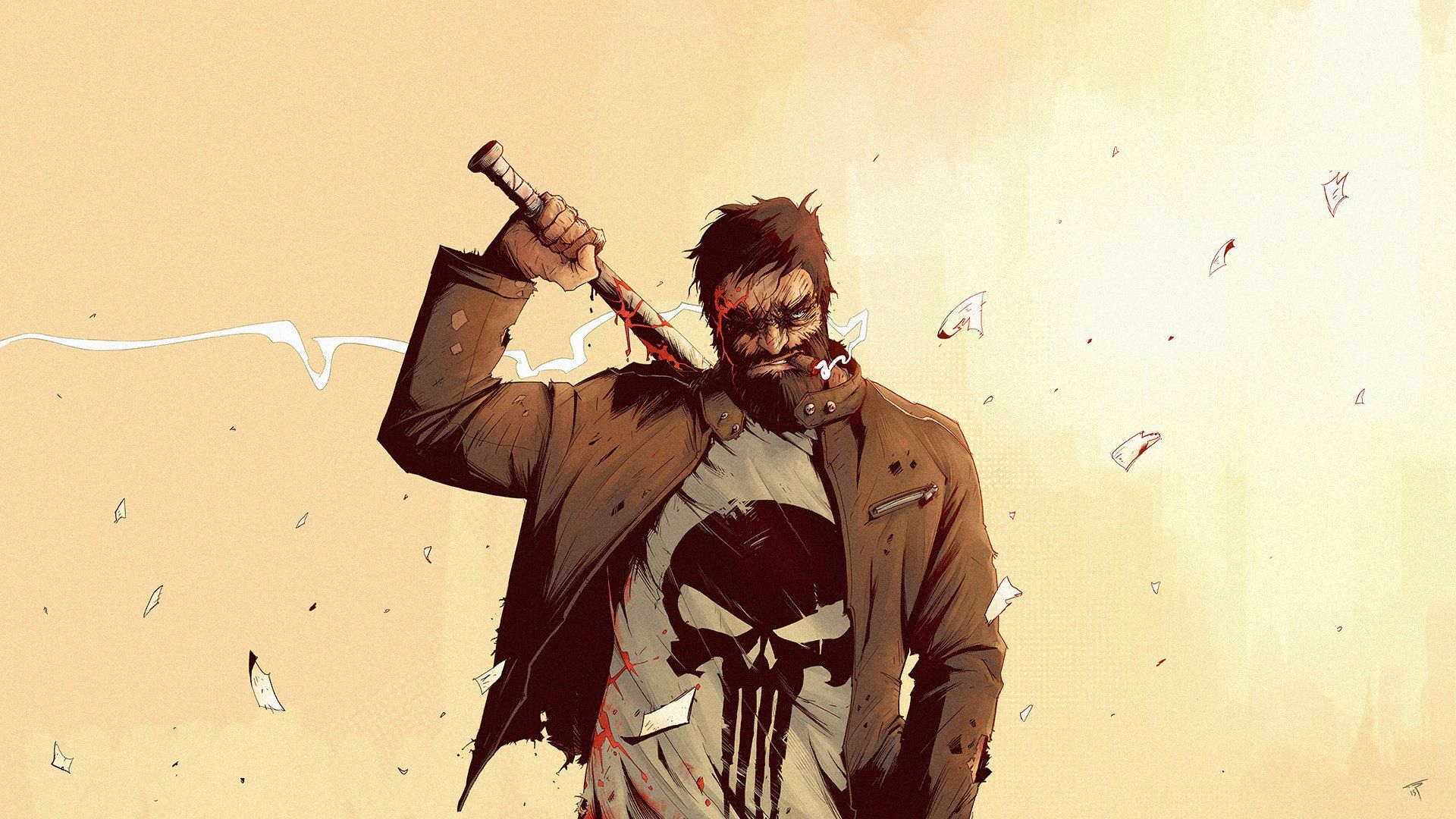 1920x1080 HD Wallpaper: The Punisher Unleashed in Comic Stylex1080