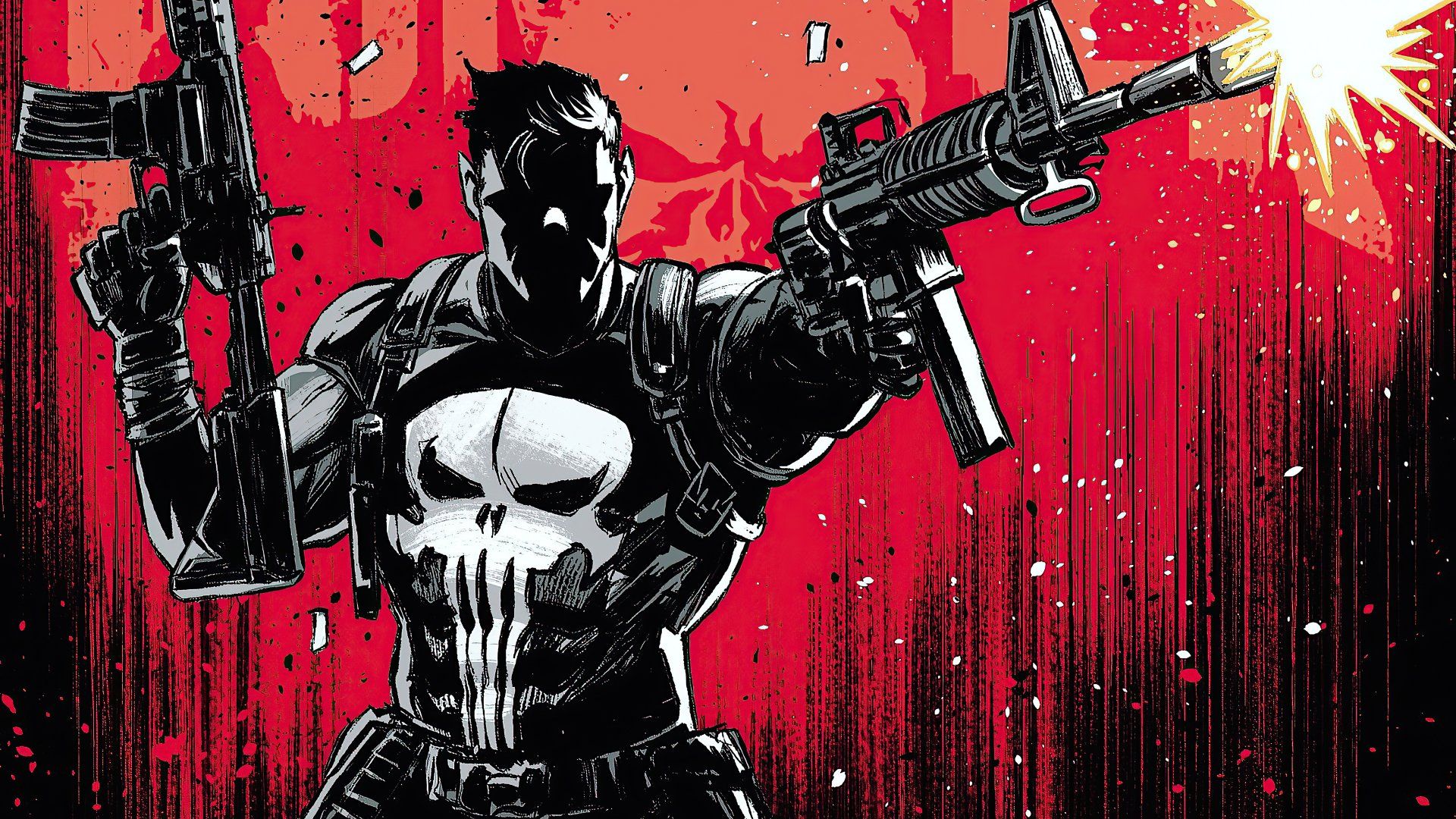 1920x1080 Punisher Unleashed: 4K Ultra HD Comic Warrior Wallpaper by Serg Acuñax2160