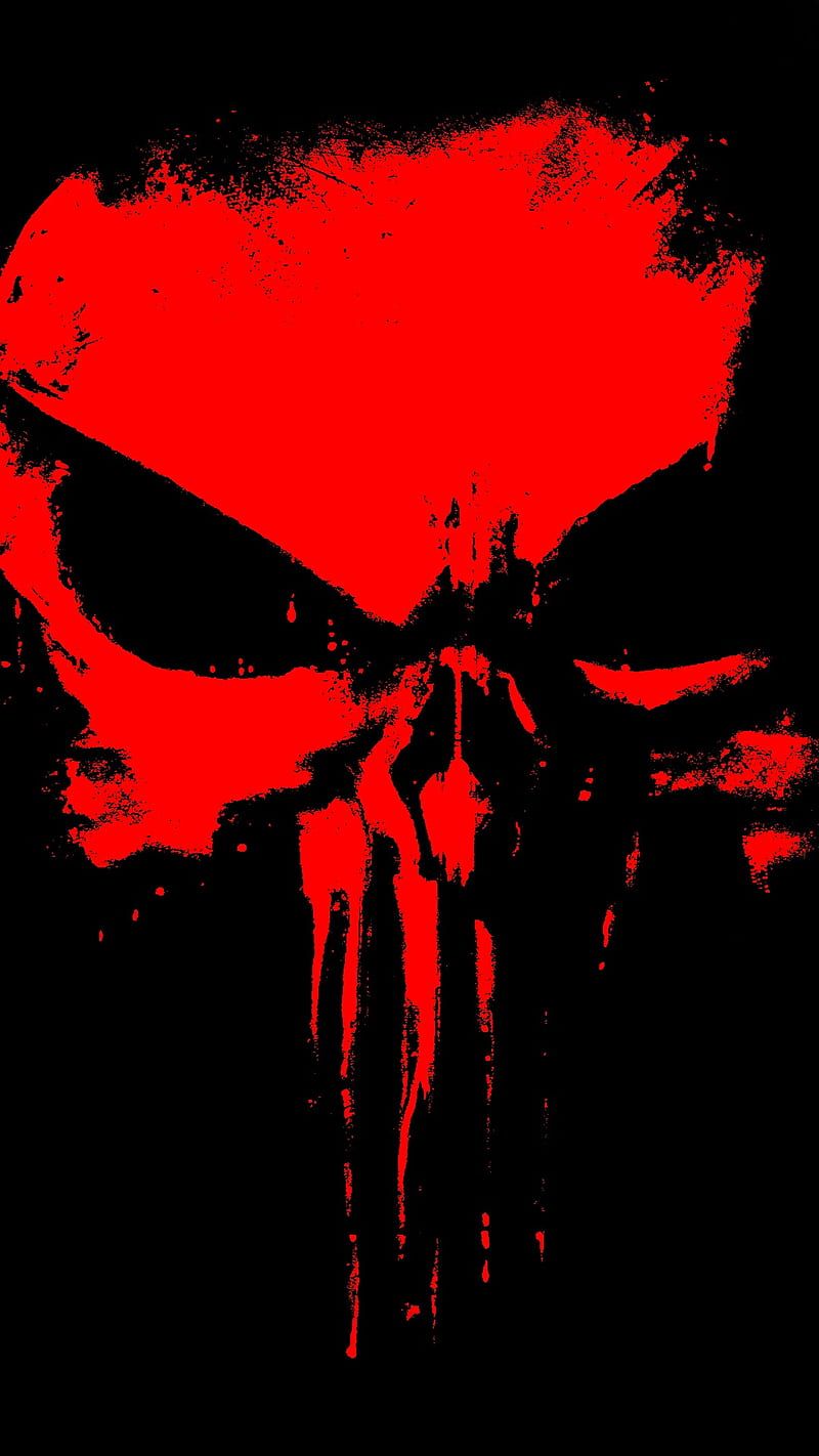 800x1422 HD Wallpaper Punisher Skull Red Cool Marvel Black