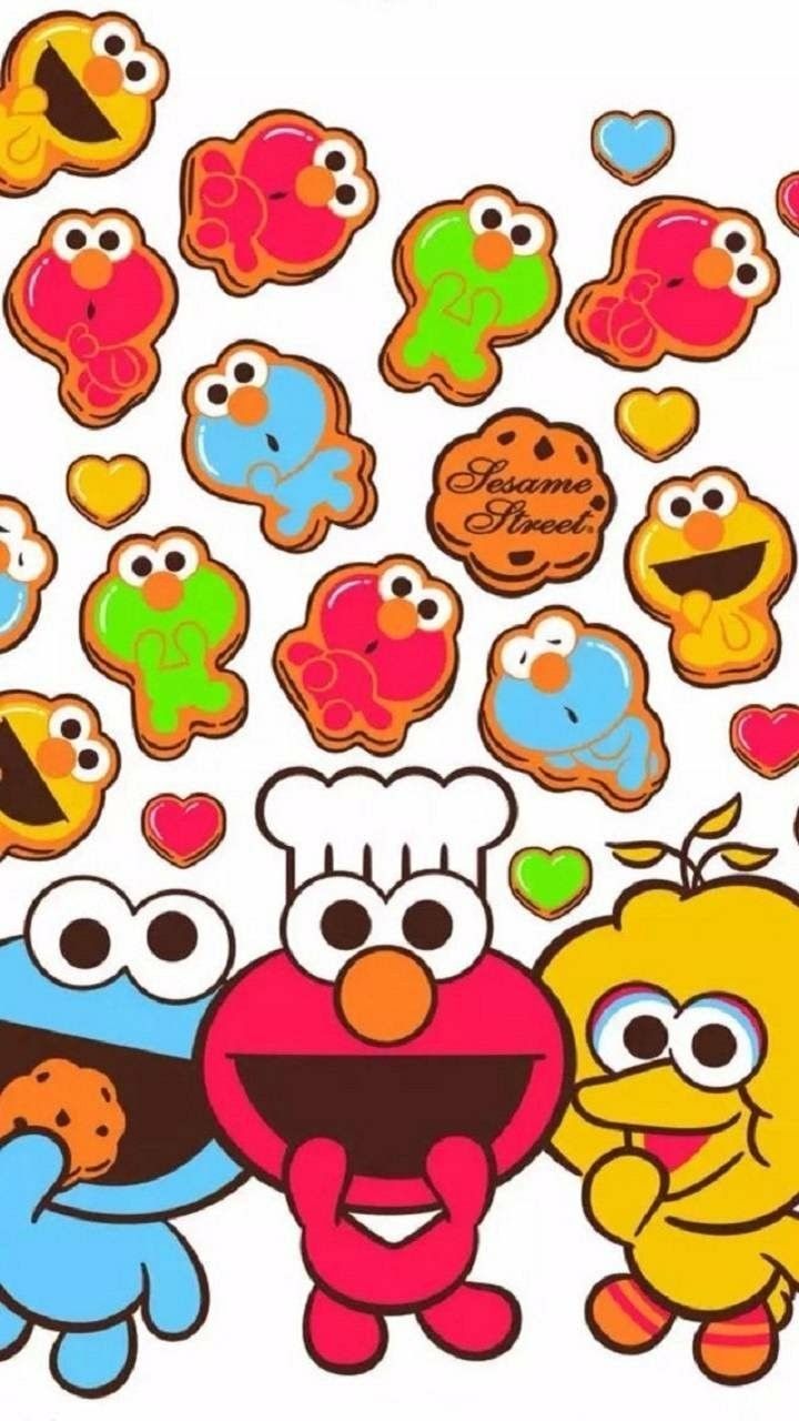 720x1280 Baby Elmo and friend's. Elmo and friends wallpaper, Ernie sesame street wallpaper, Elmo and cookie