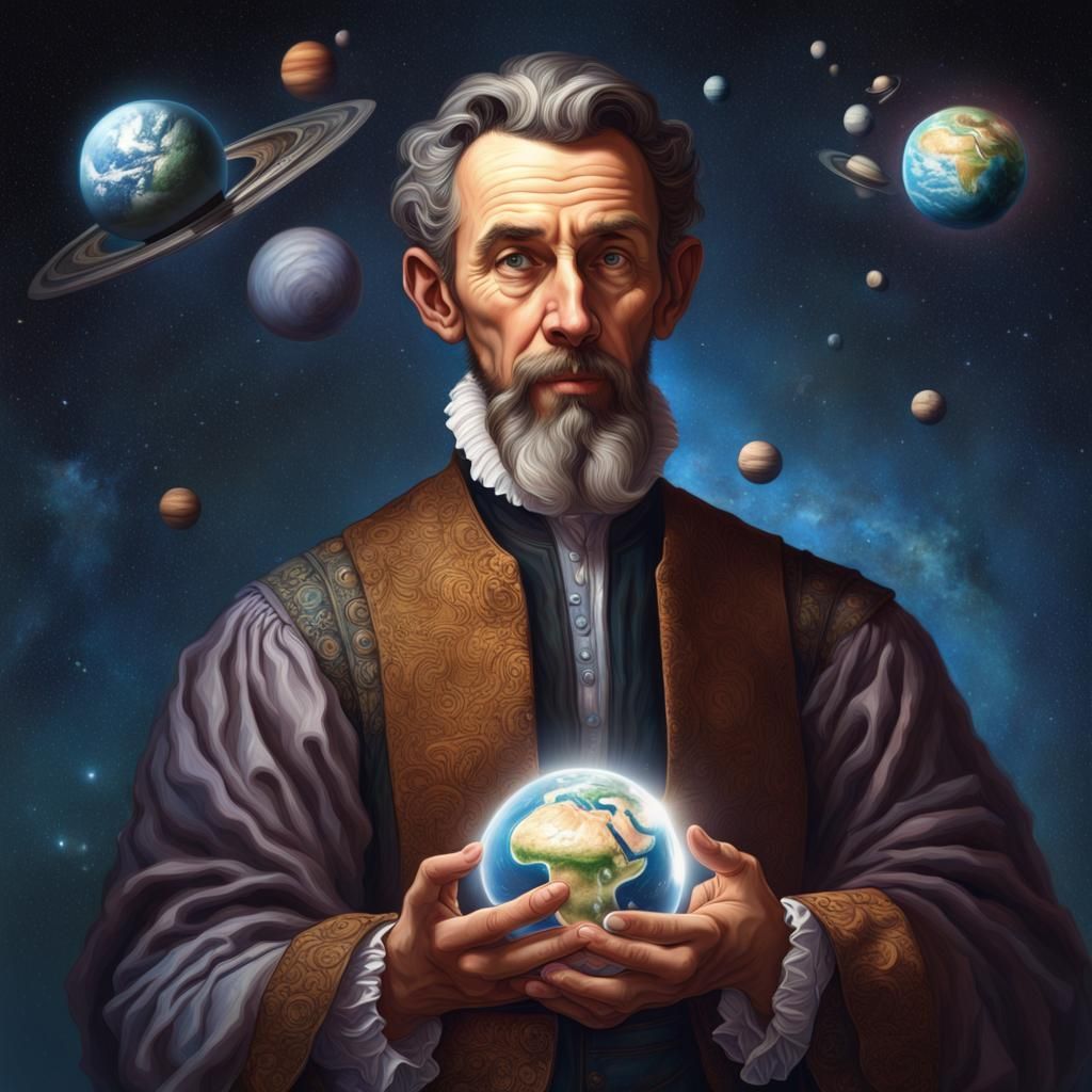 1024x1024 Astronomer Johannes Kepler Holding Earth: Hyper
