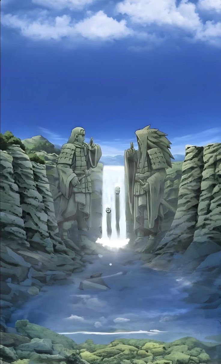 736x1213 Anime waterfall background. Naruto hokage background, Naruto and sasuke final valley wallpaper, Wallpaper konoha