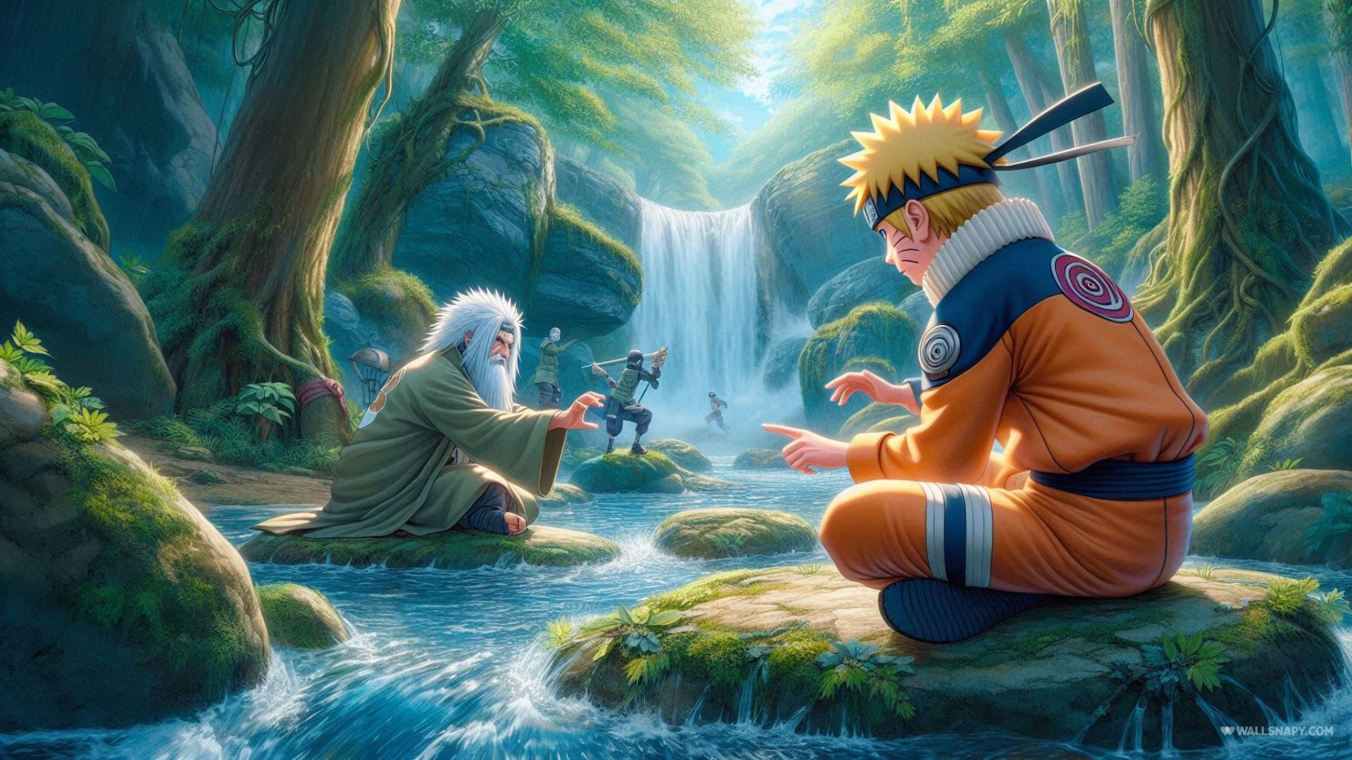 1920x1080 Young naruto jiraiya waterfall training anime uhd