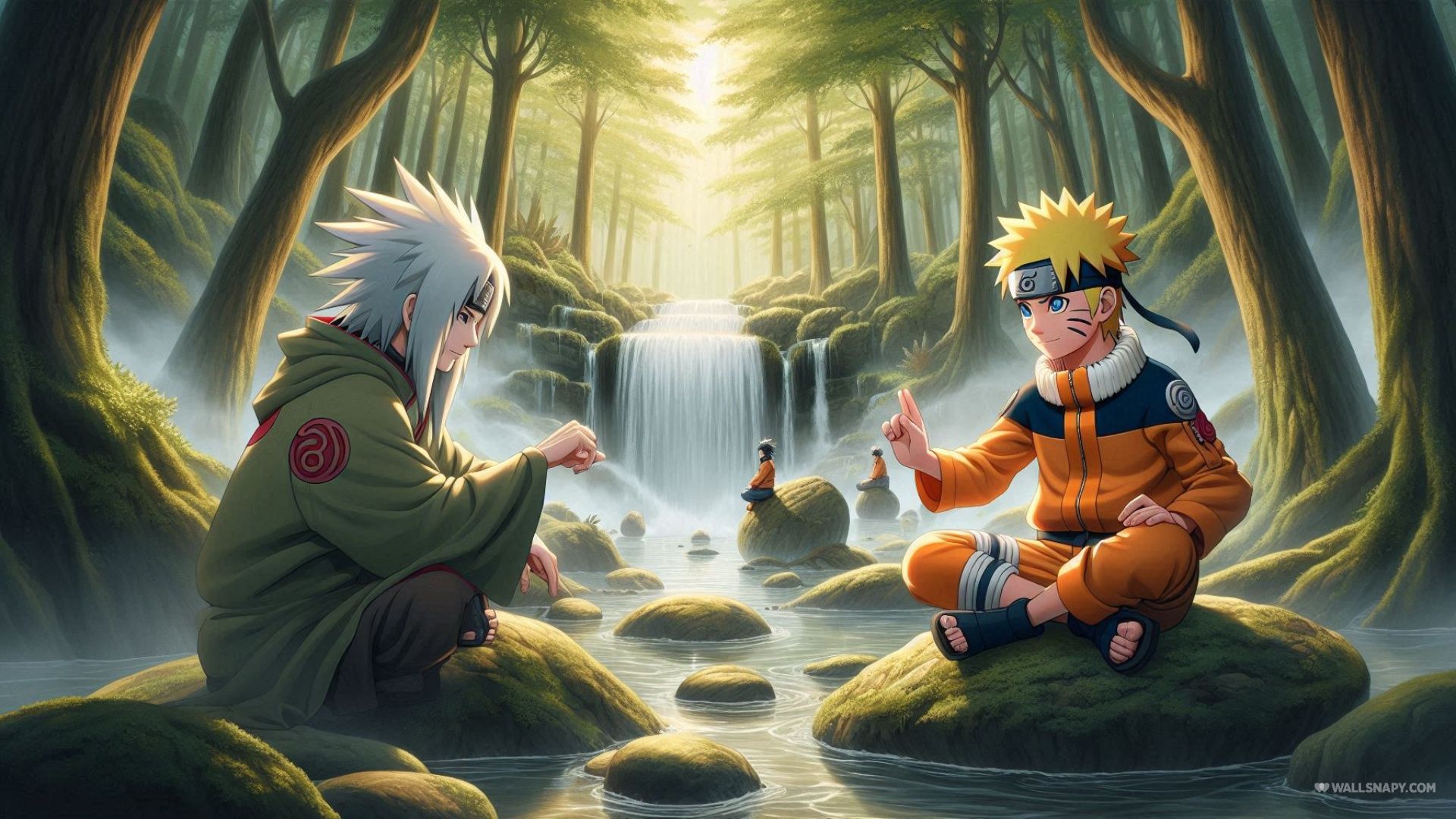 1920x1080 Jiraiya training naruto waterfall background uhd