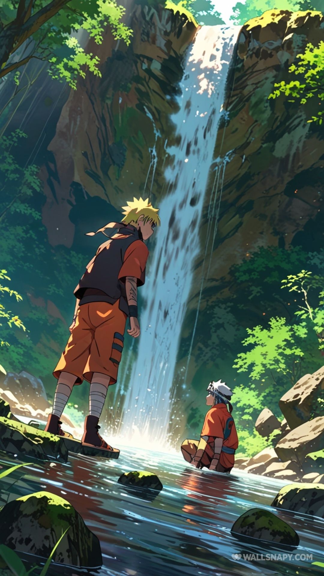 1080x1920 Jiraiya and naruto peaceful training scene 4k