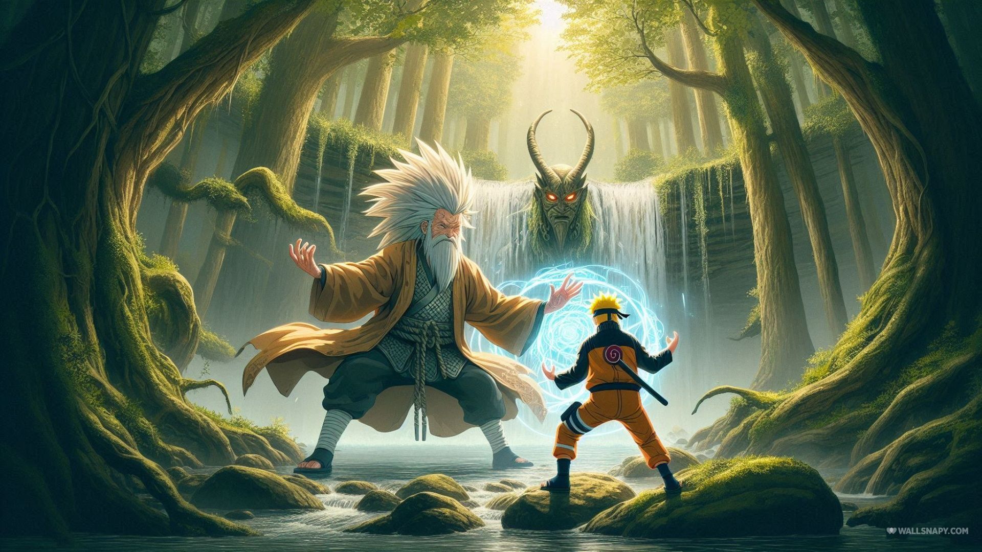 1920x1080 Young naruto training rasengan under waterfall uhd