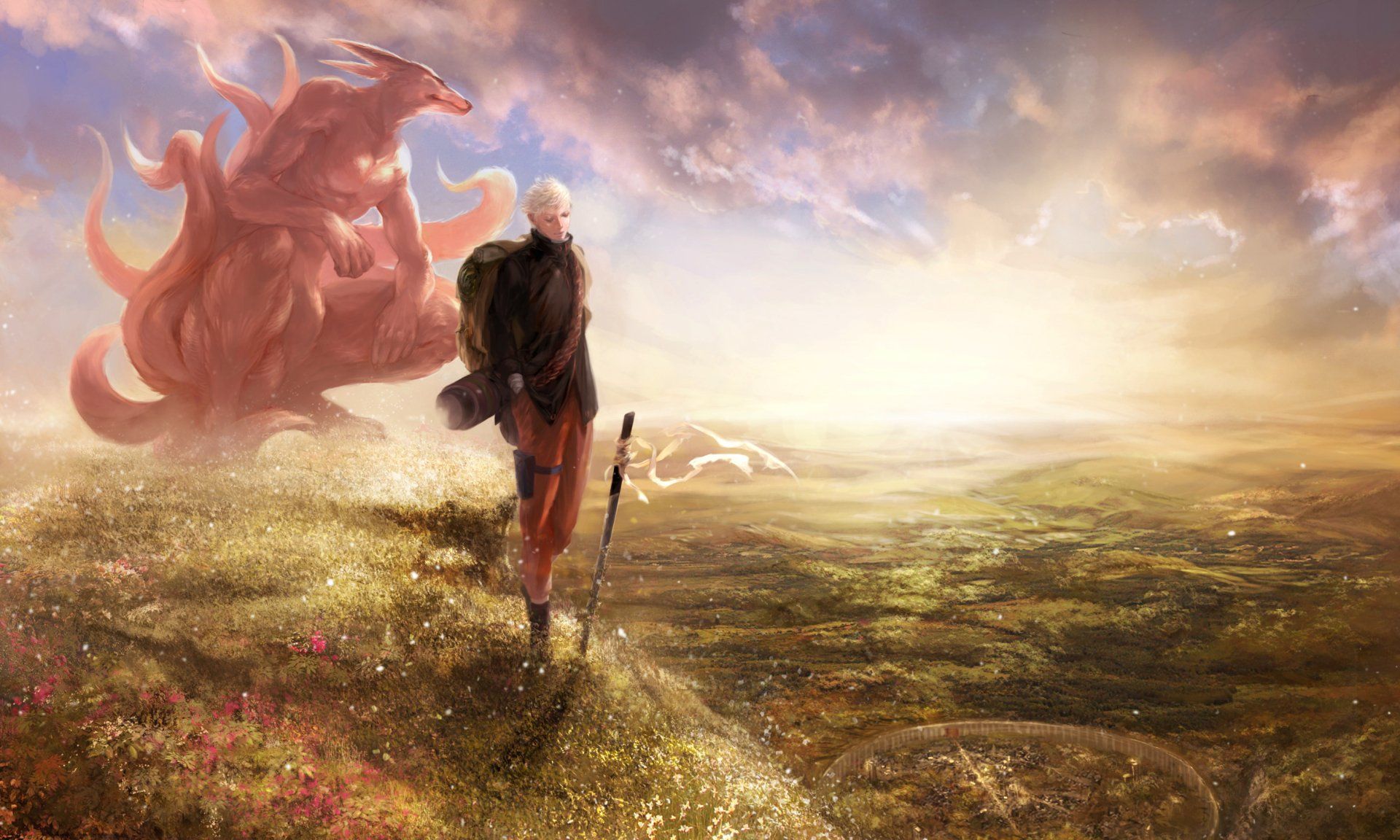 1920x1152 Naruto & Kyūbi Epic Landscape HD Wallpaper