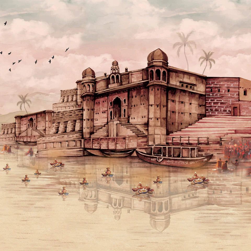 960x960 Banaras Ghat Inspired Wallpaper