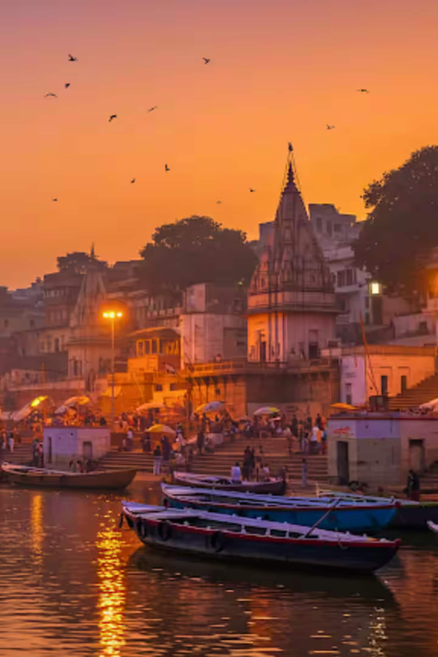 1440x2160 Varanasi Evening Bliss: Boat & Aarti