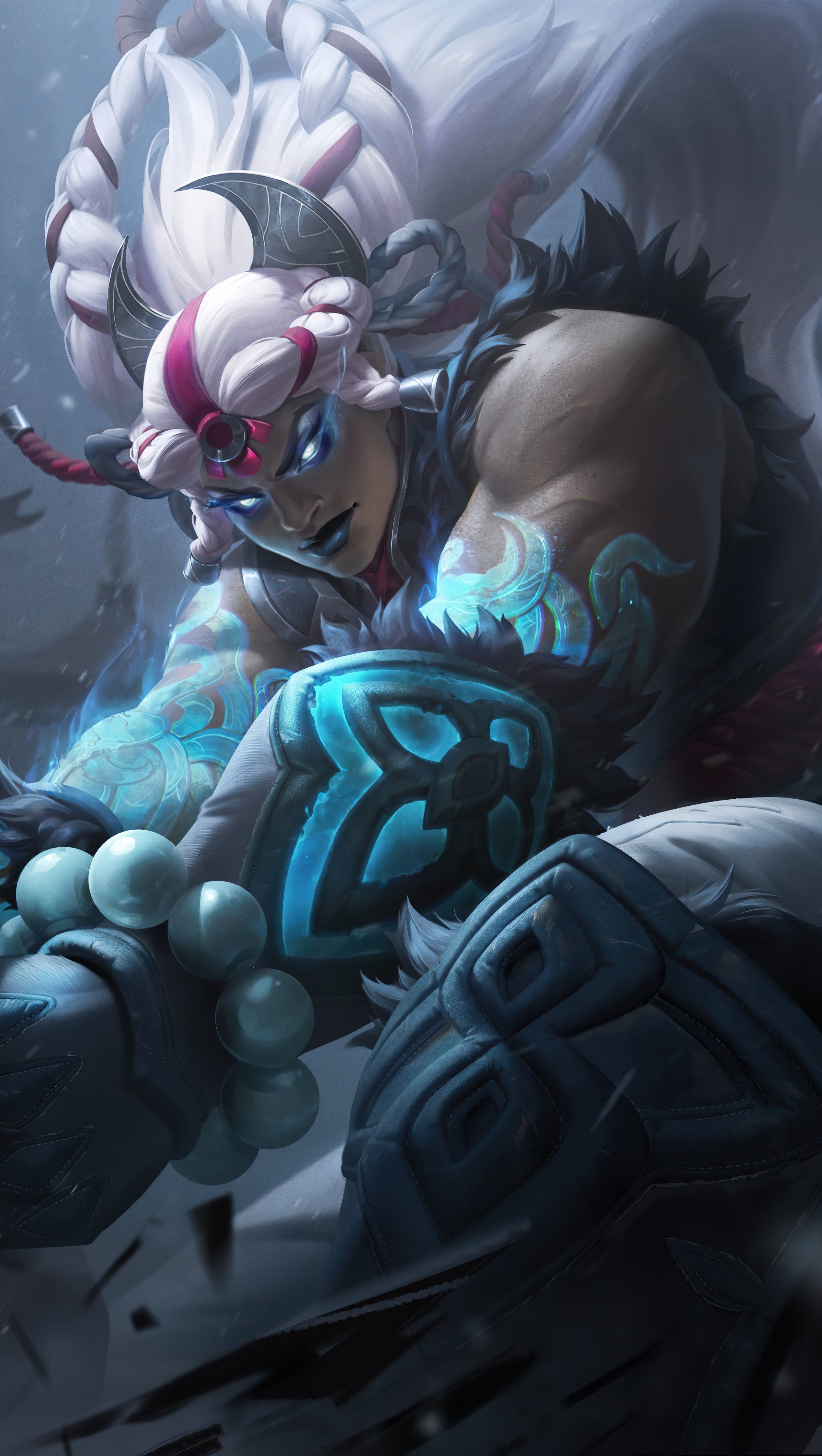 2440x4320 Snow Moon Illaoi Skin League of Legends Wallpaper 4K for iPhone and Mobile Phone