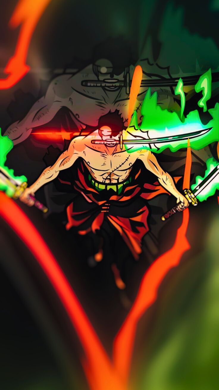 736x1308 ZORO: KING OF HELL swords style, Zoro enma haki, Zoro haki wallpaper