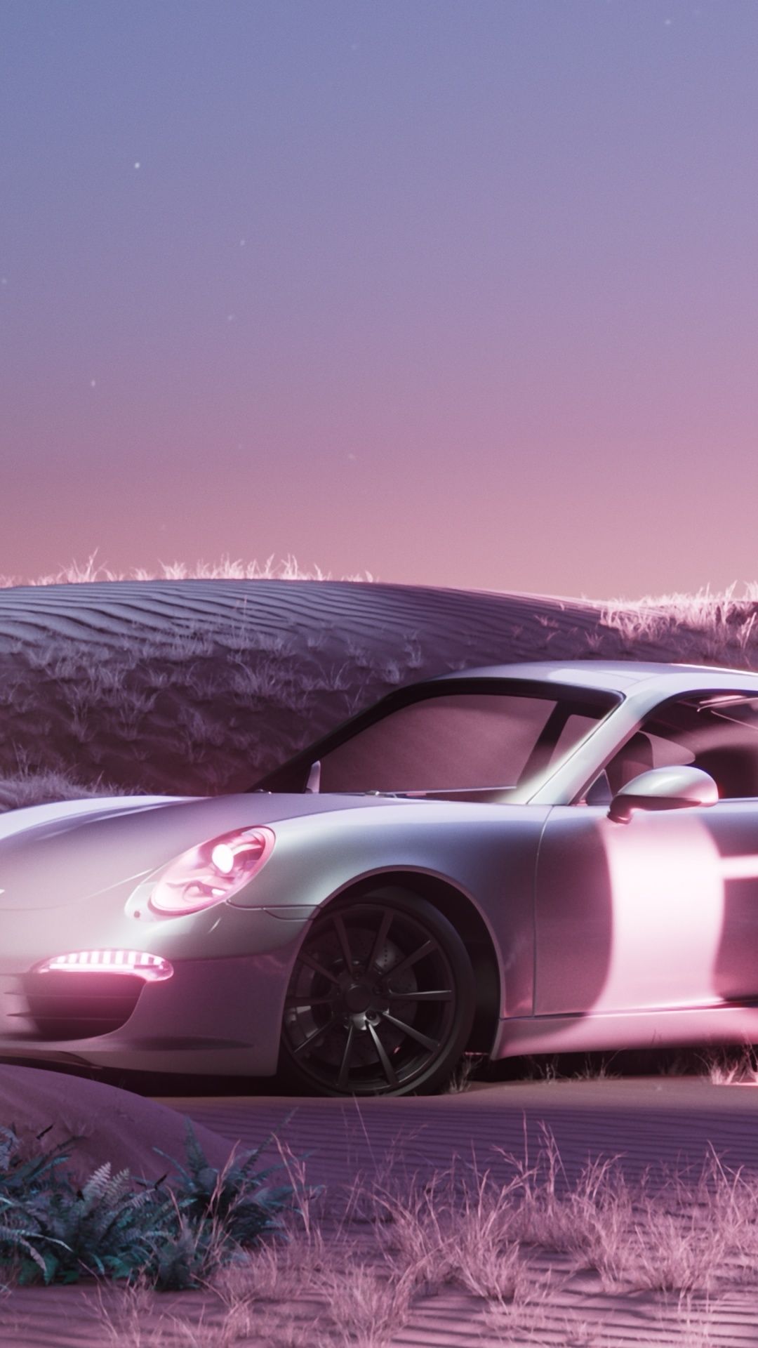 1080x1920 Porsche 911 Wallpaper 4K, Pink aesthetic, CGI, Surreal