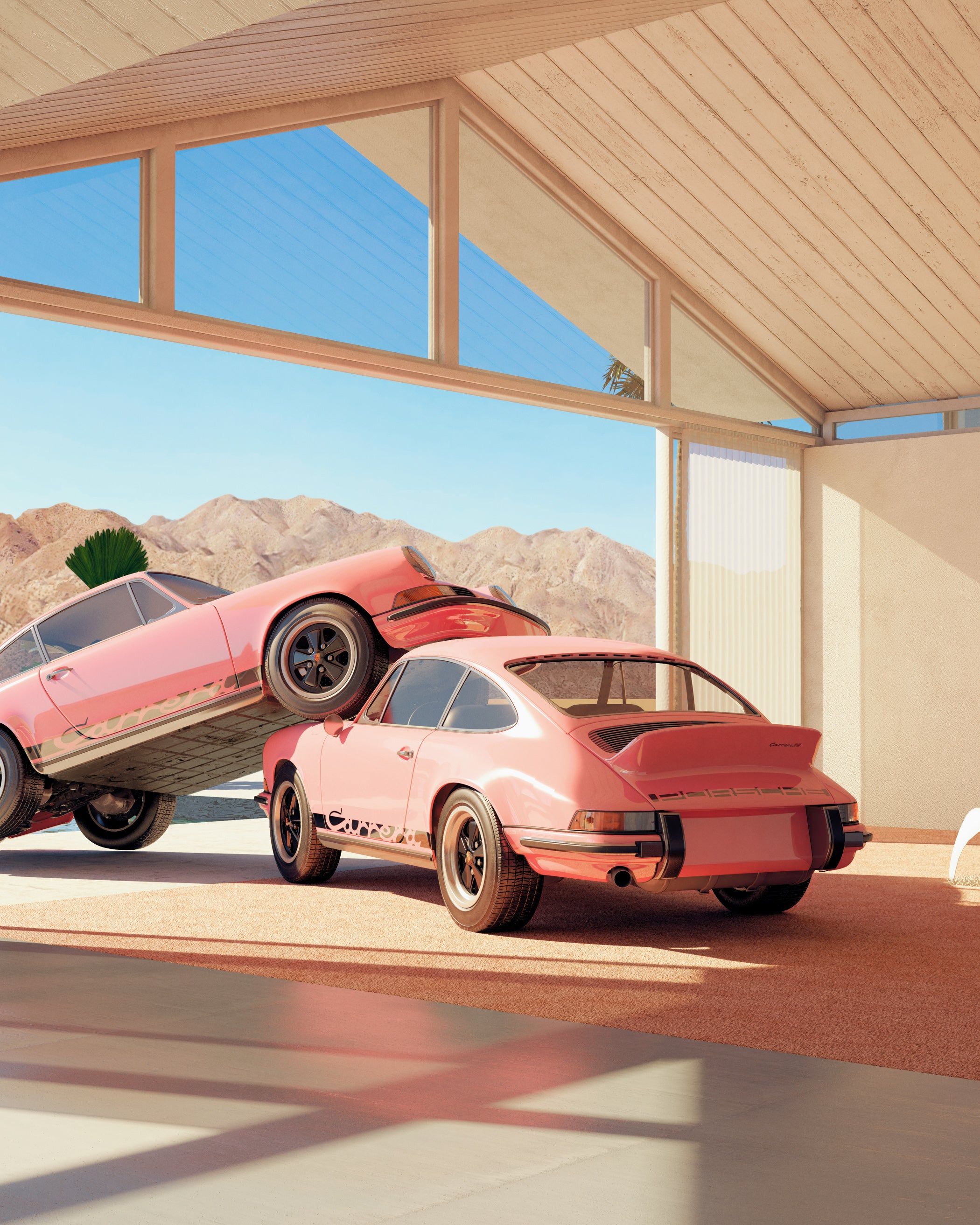 2100x2625 Two Pink Porsches. Chris Labrooy Porsche Fine Art Print