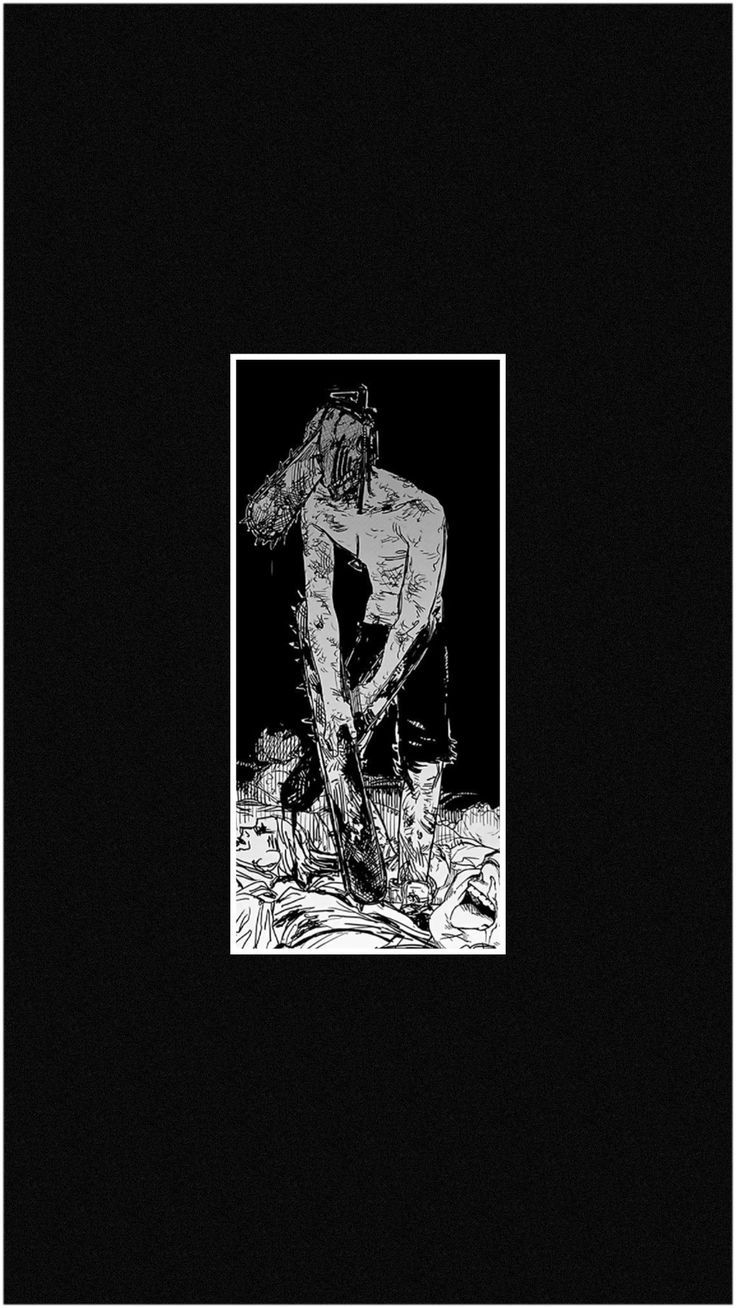 736x1308 Chainsaw Man Black And White Wallpaper