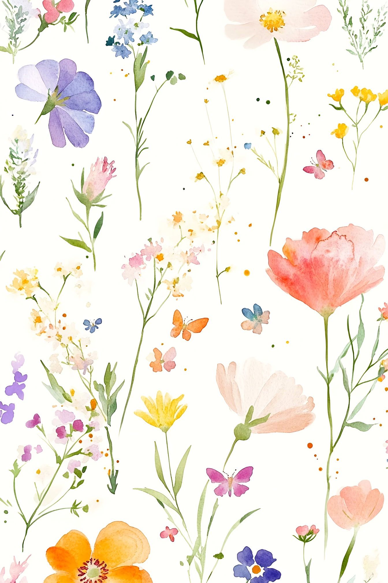 1344x2016 Free picture: Watercolor illustration with floral motif, a free design for background