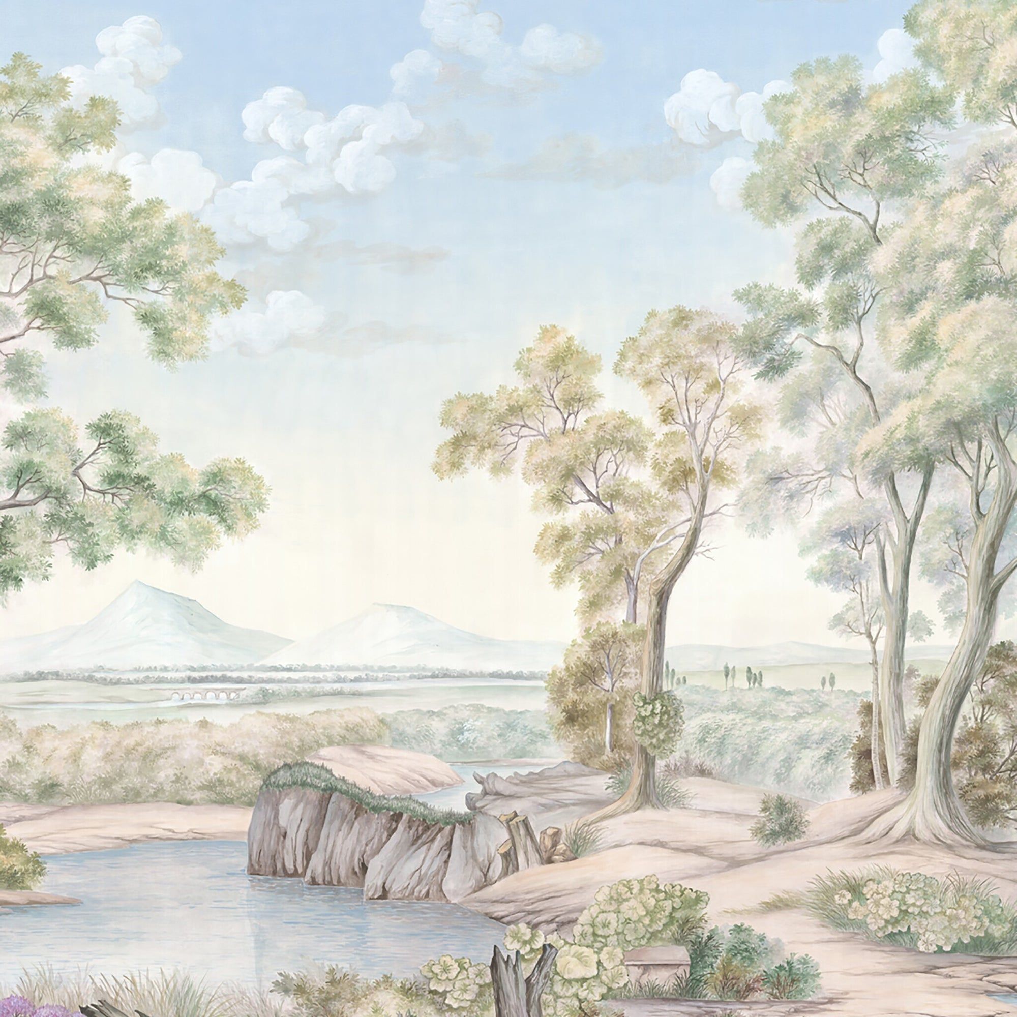 2000x2000 Pastorale Watercolor Wall Mural Panel