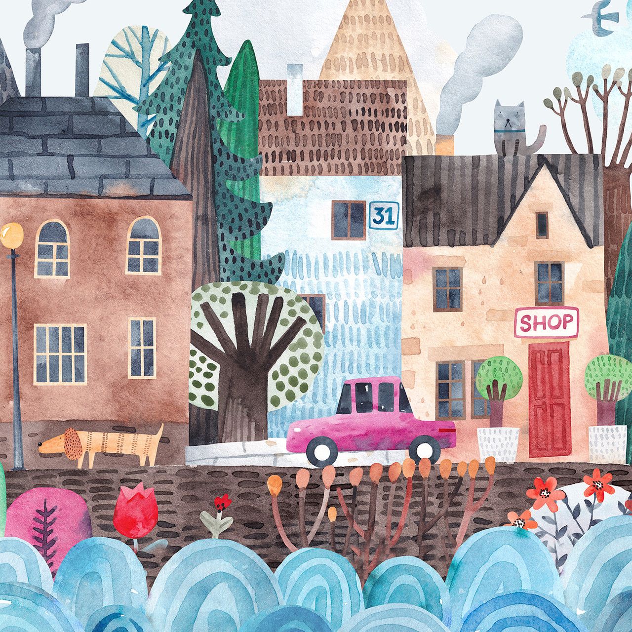 1280x1280 LIAM Wallpaper Mural Fairy Tale Pink Castle