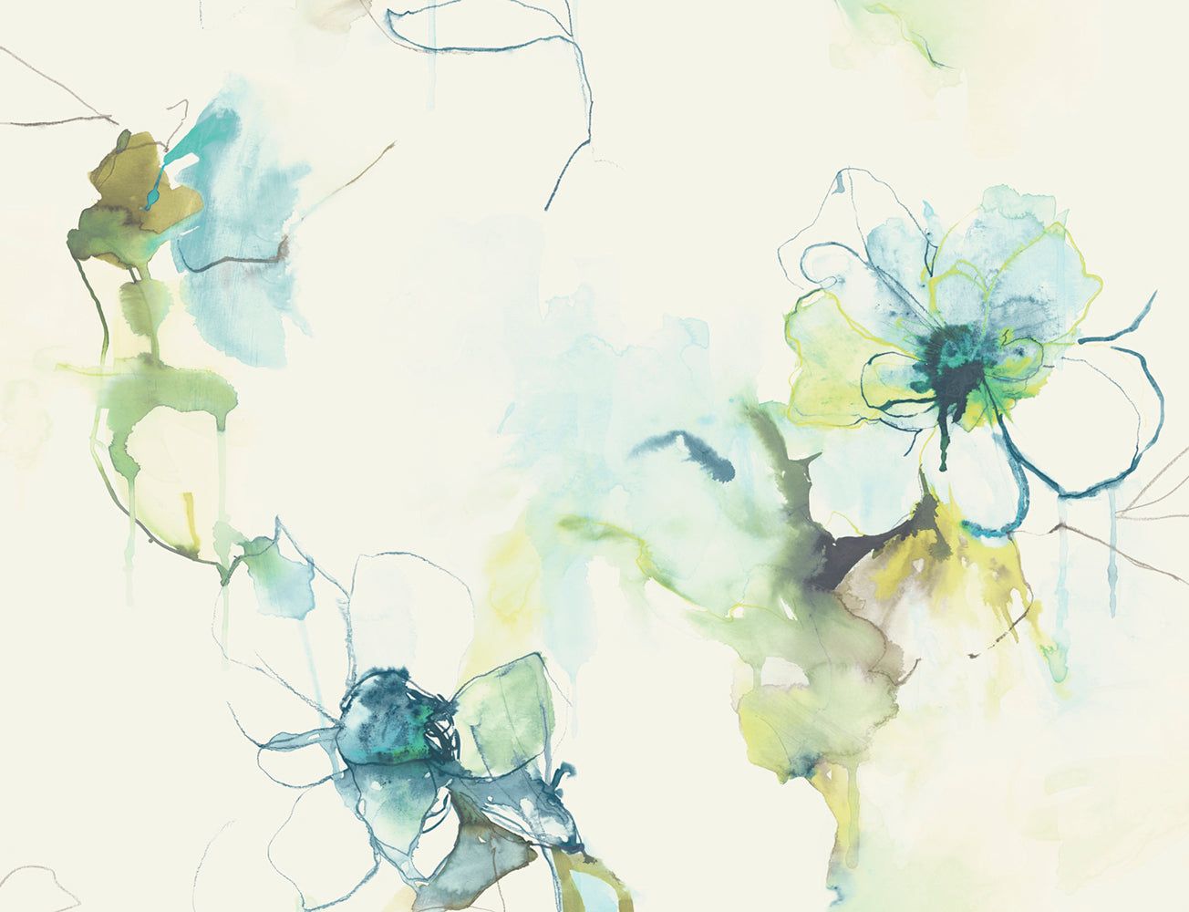 1304x1000 Seabrook Designs Anemone Watercolor Floral Glacier Blue & Pear Wallpaper