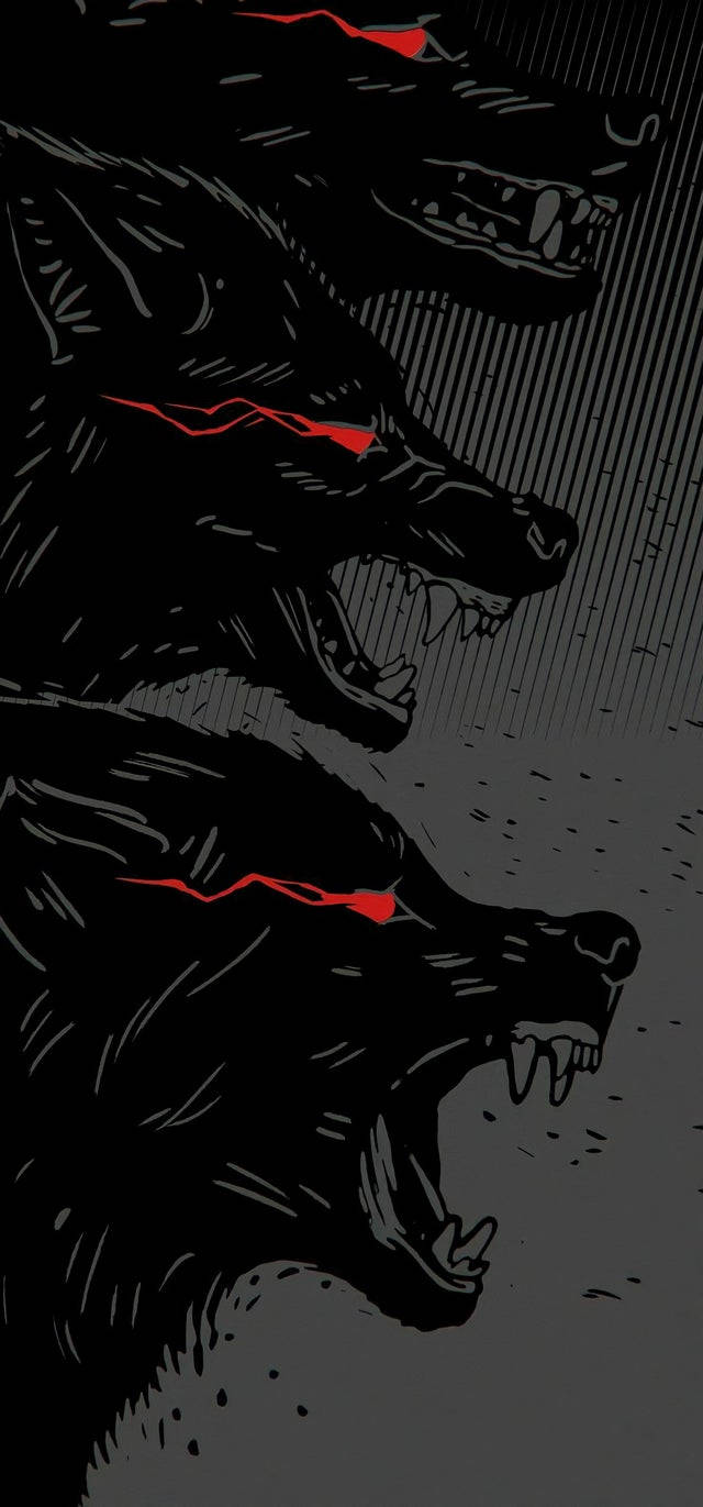 640x1371 Download Cartoon Black Wolf Wallpaper