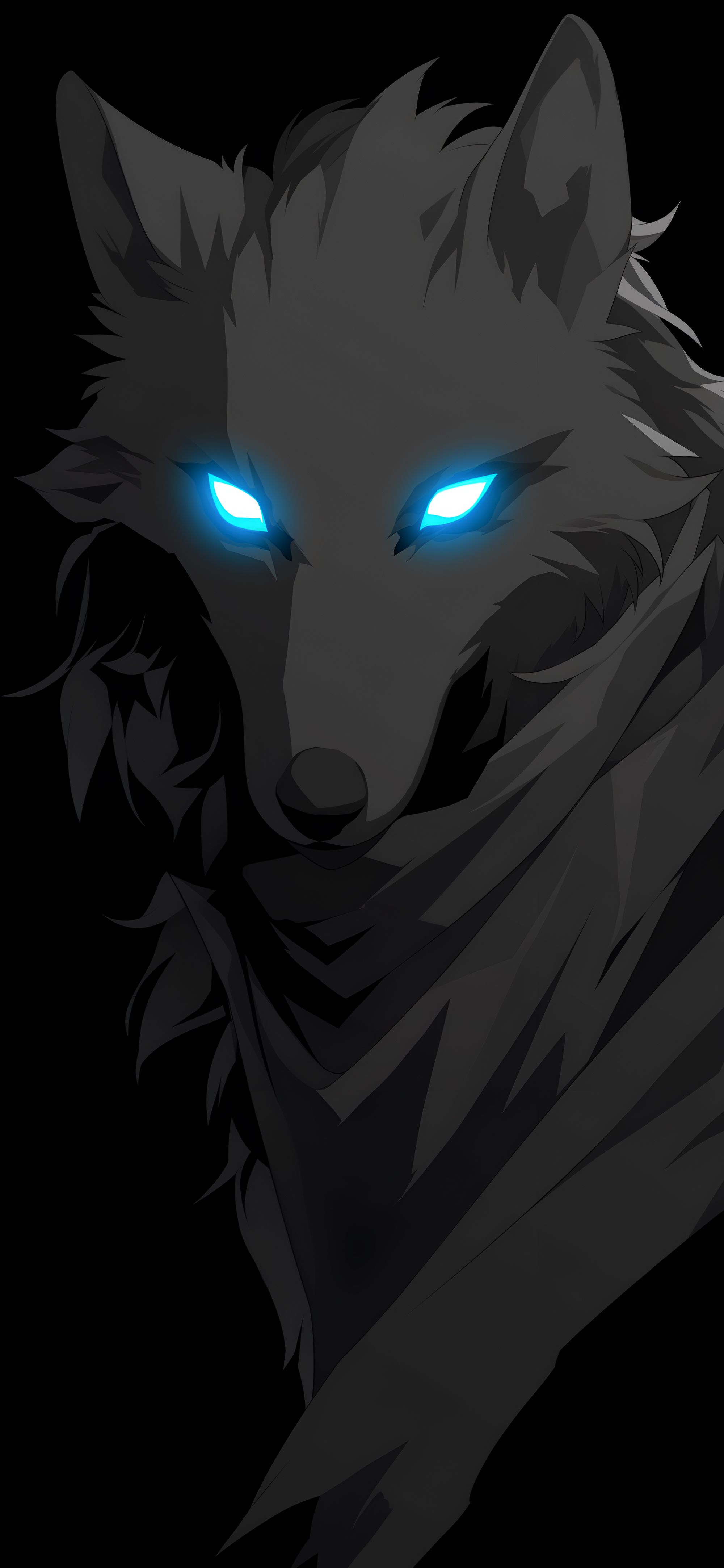 2000x4329 Black Wolf Phone Wallpaper