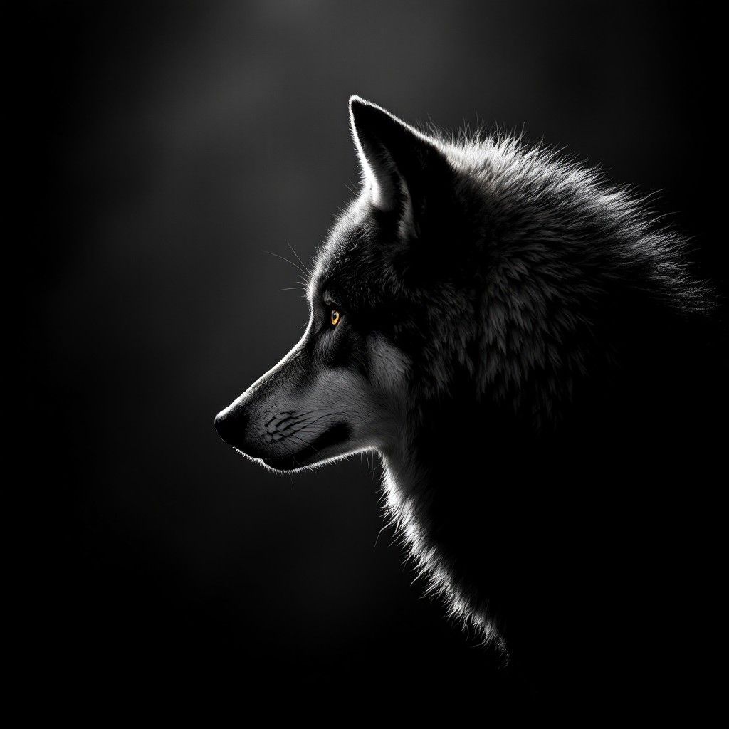 1024x1024 Download Luminous Wolf Silhouette Image, Wildlife, Monochrome