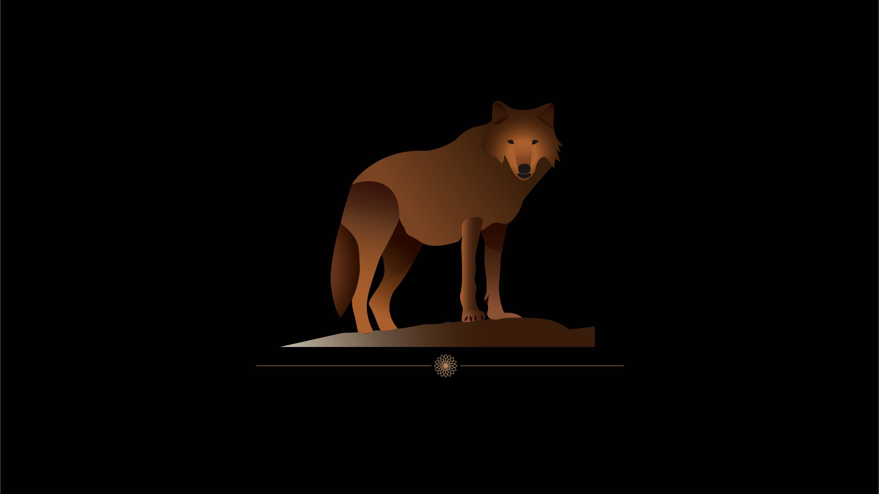 3000x1687 A picture of a wolf on a black background Vector Illustration