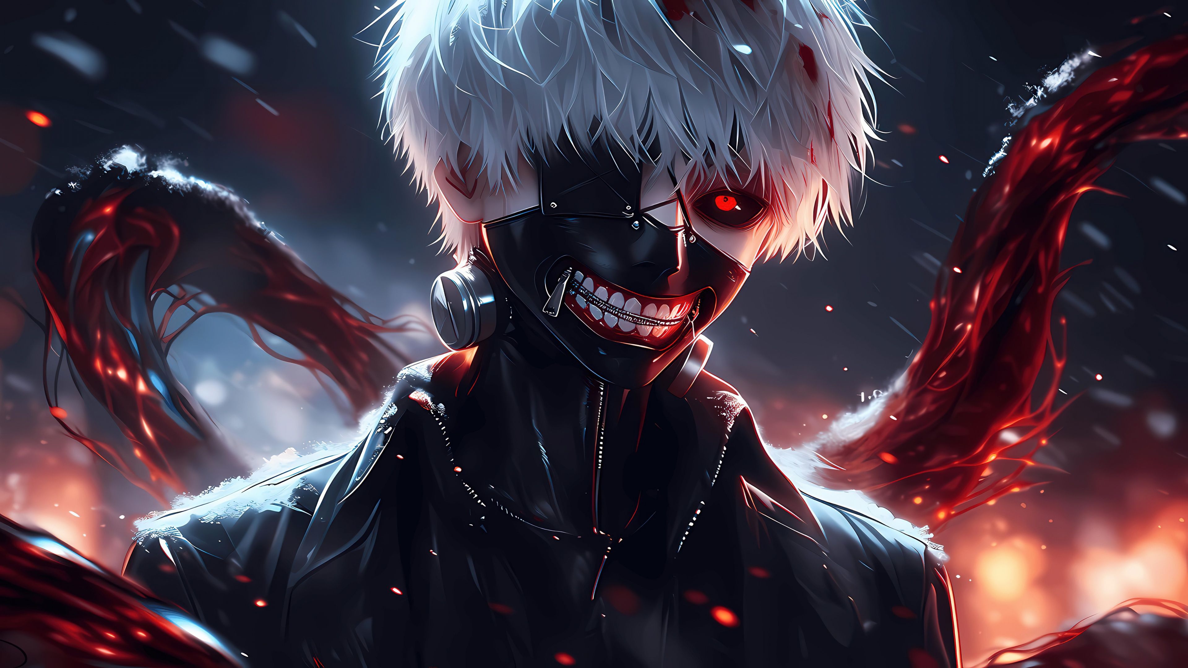 3840x2160 Ken Kaneki Wallpaper 4K, AI art, Tokyo Ghoul, 5K