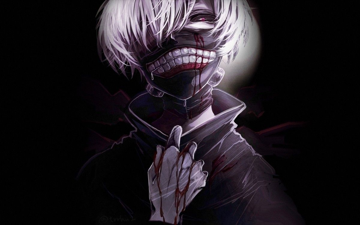 1200x750 Anime tokyo ghoul kaneki ken blood mask black Playmat Gaming Mat Desk