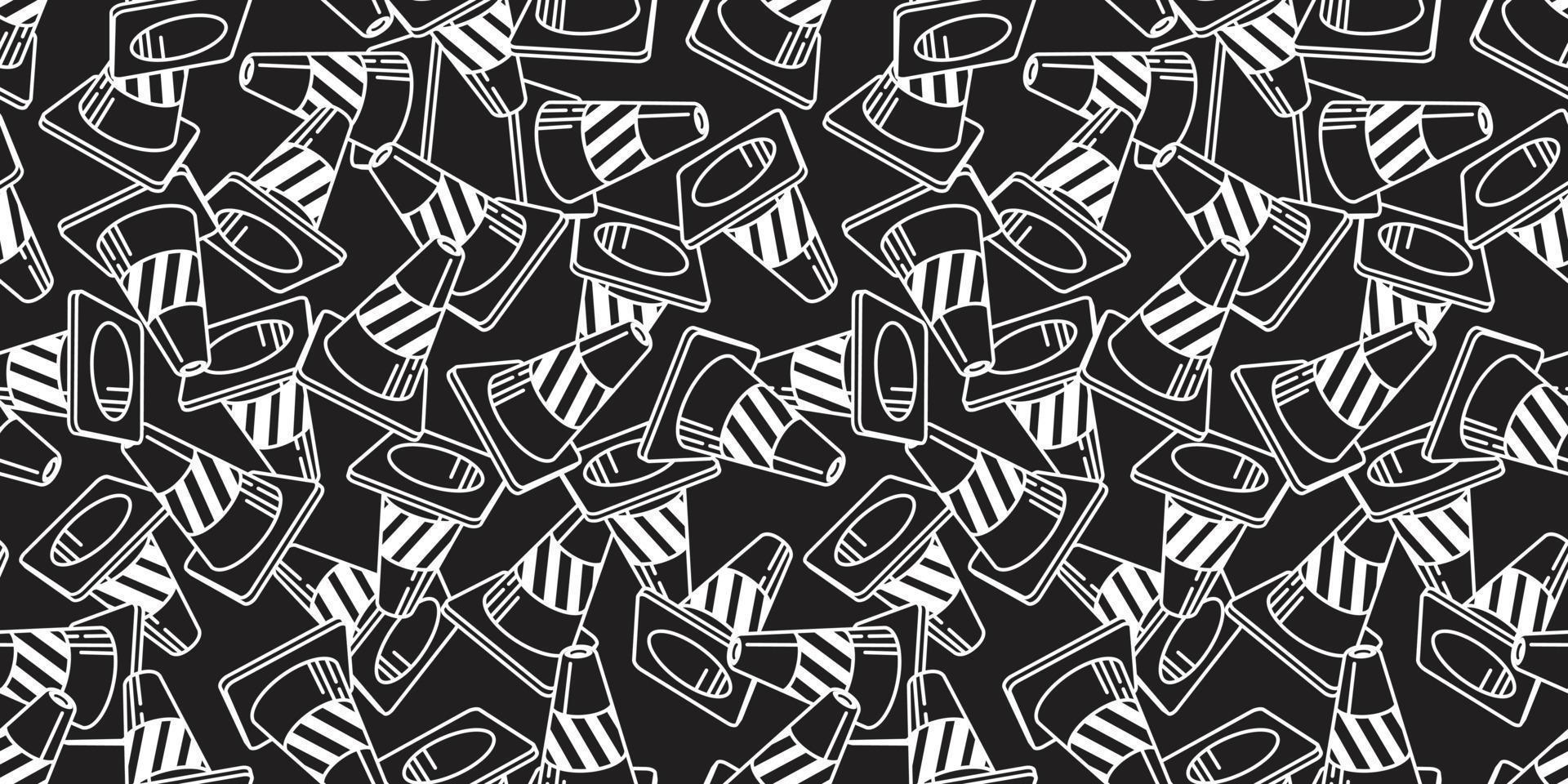 1920x960 Traffic Cones Seamless Pattern vector isolated wallpaper background black