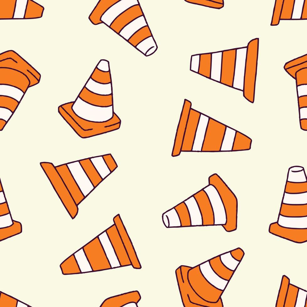 980x980 Traffic Cone Pattern Repeat Seamless for Wallpaper Background Cover Packaging